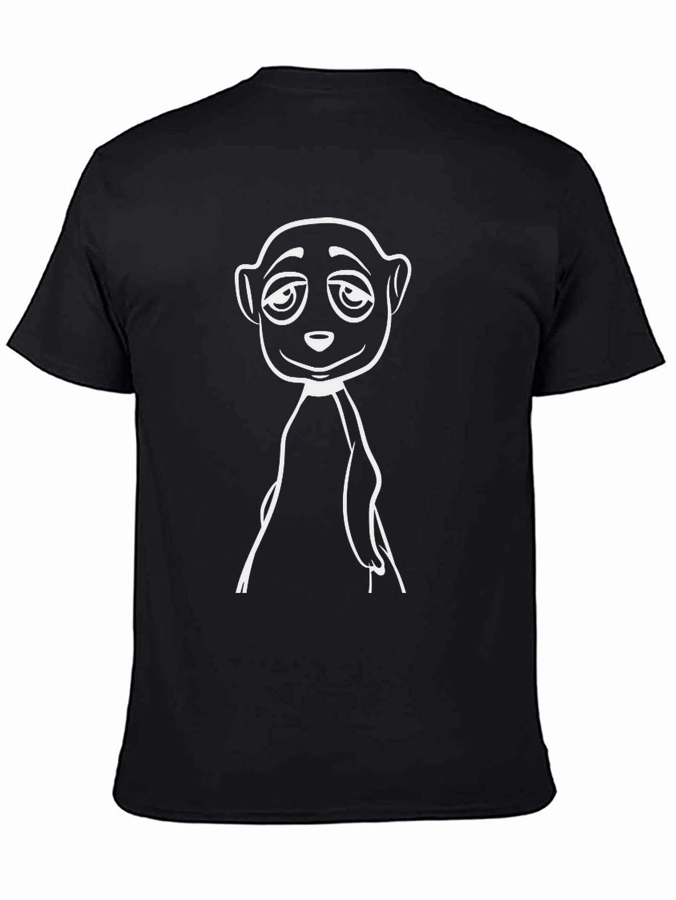 Black Cartoon Meerkat Graphic Tee - Black Cotton T-Shirt view 4