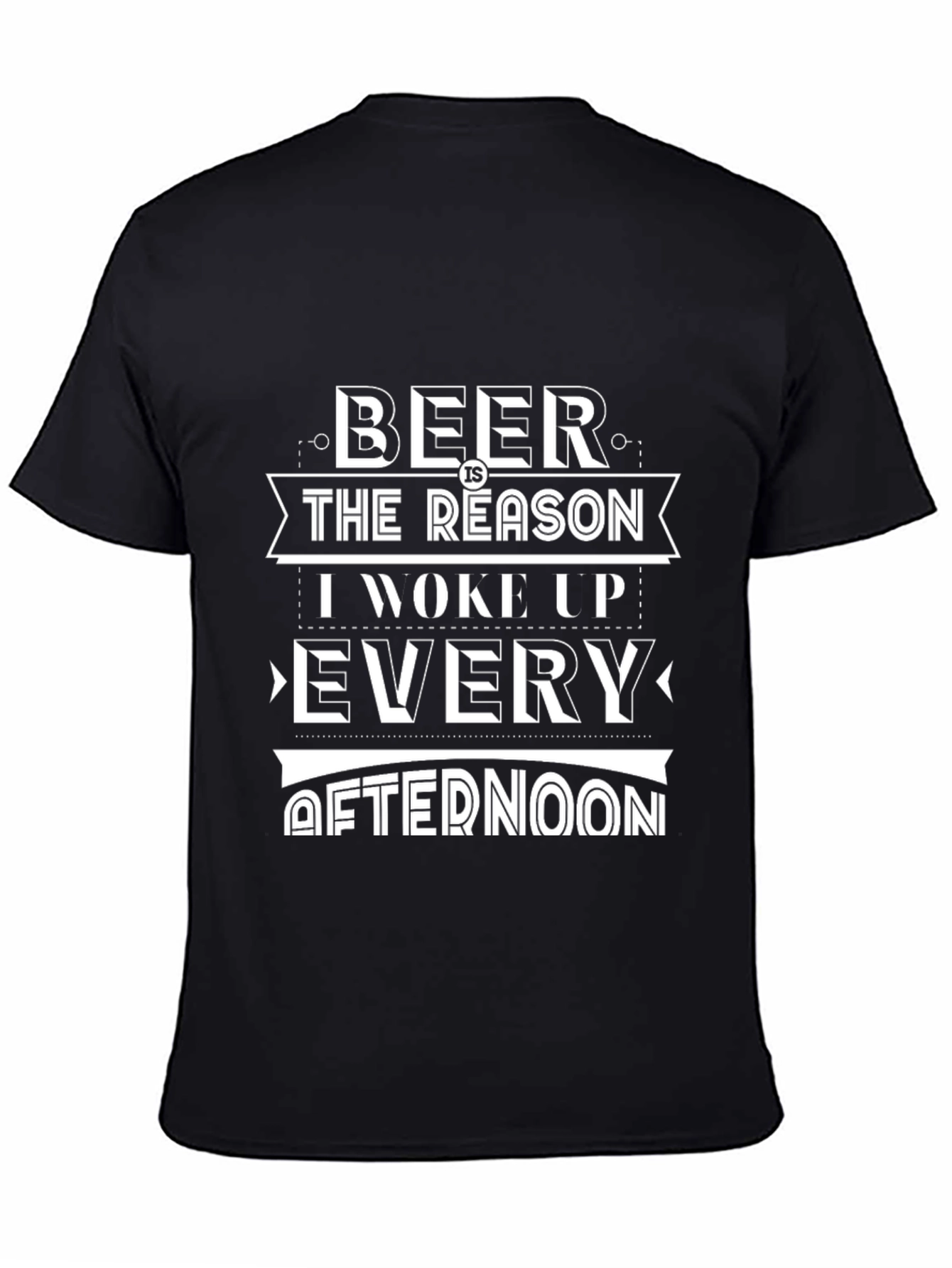 Black Humorous "Beer Reason" Graphic Print Black T-Shirt view 4