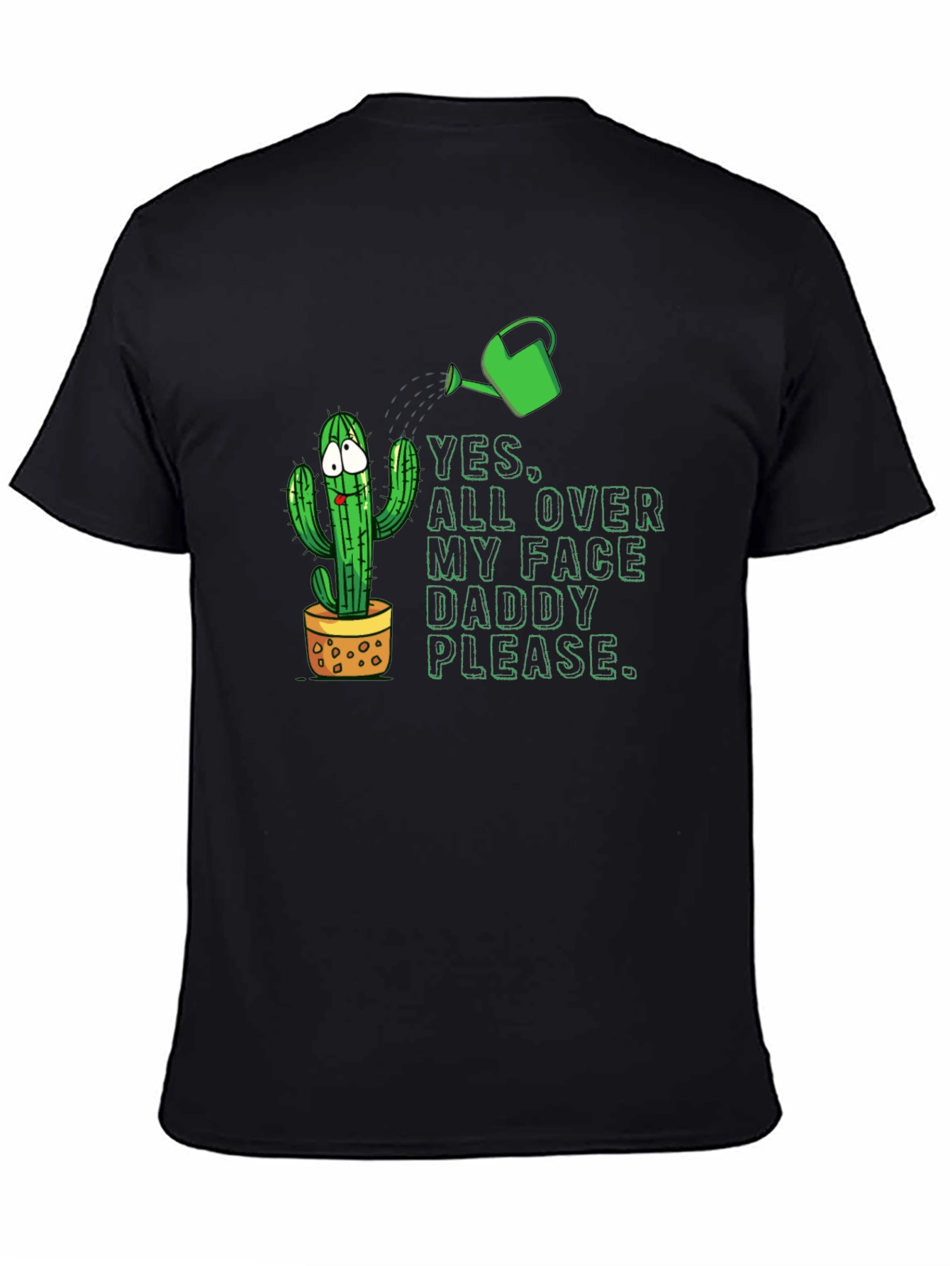 Black Funny Cactus T-Shirt: Yes All Over My Face view 4