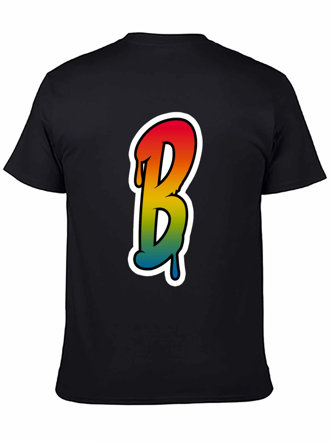 Black Cool Letter B Graphic Tee - Black Cotton Blend view 4