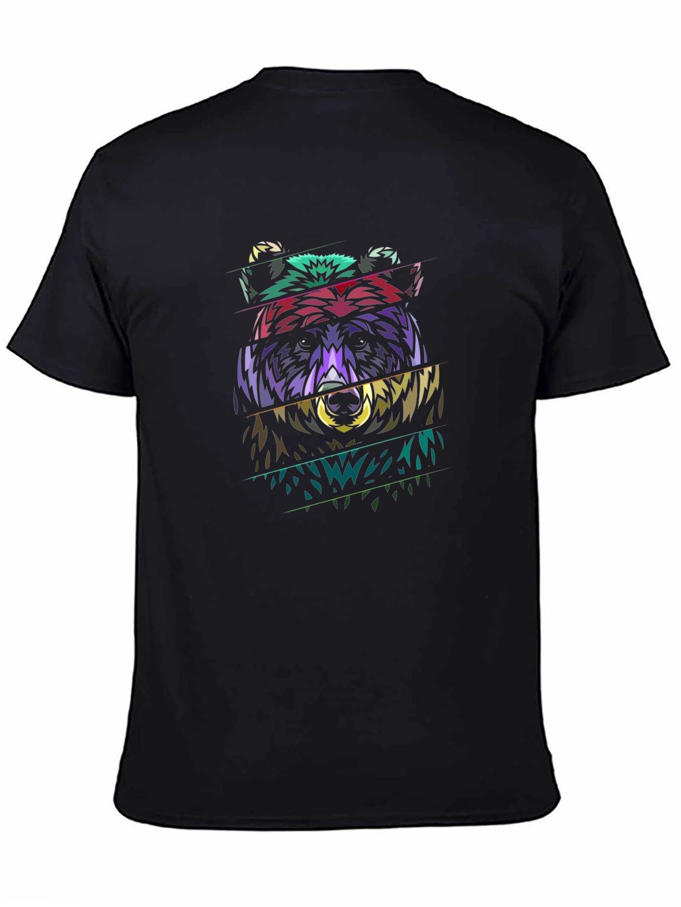 Black Abstract Bear Graphic Black T-Shirt view 4