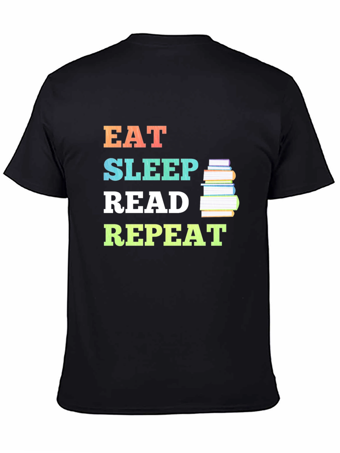 Black Eat Sleep Read Repeat Graphic Tee - Book Lover's T-Shirt view 4