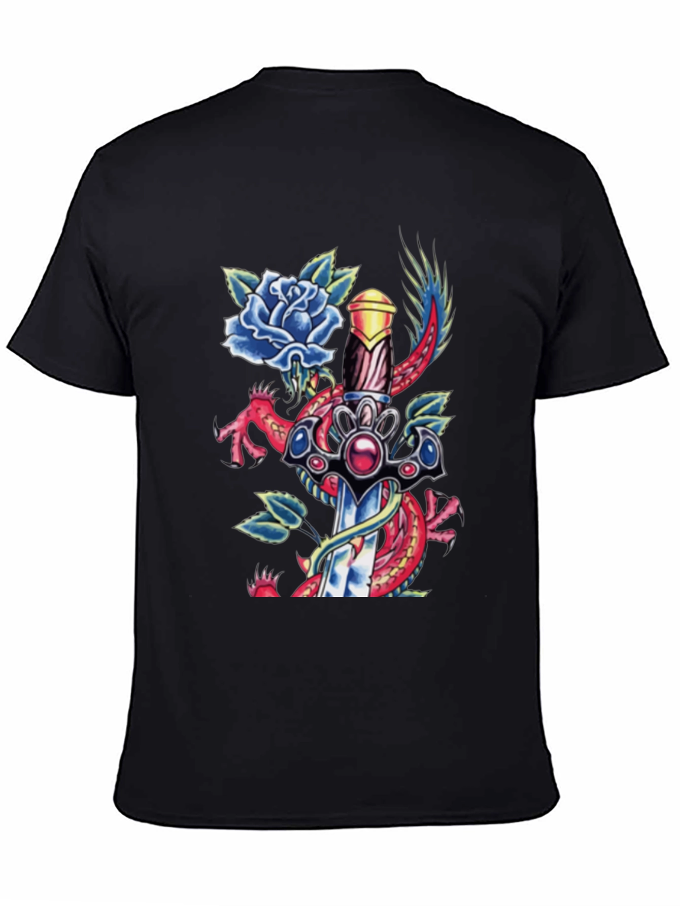 Dragon Sword Tattoo Graphic Men's Tee - 4