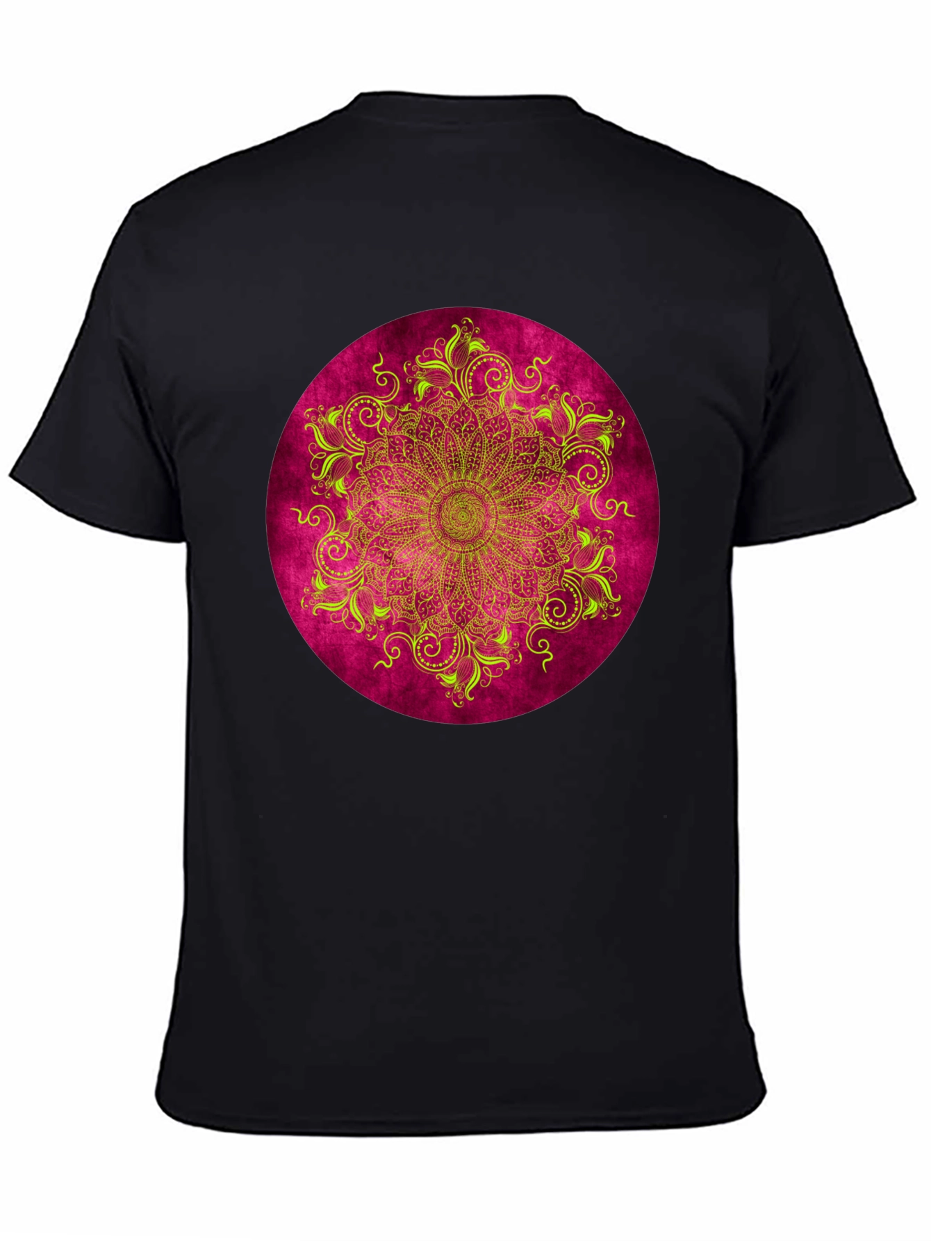 Black Boho Mandala Graphic Tee - Men's Black T-Shirt view 4