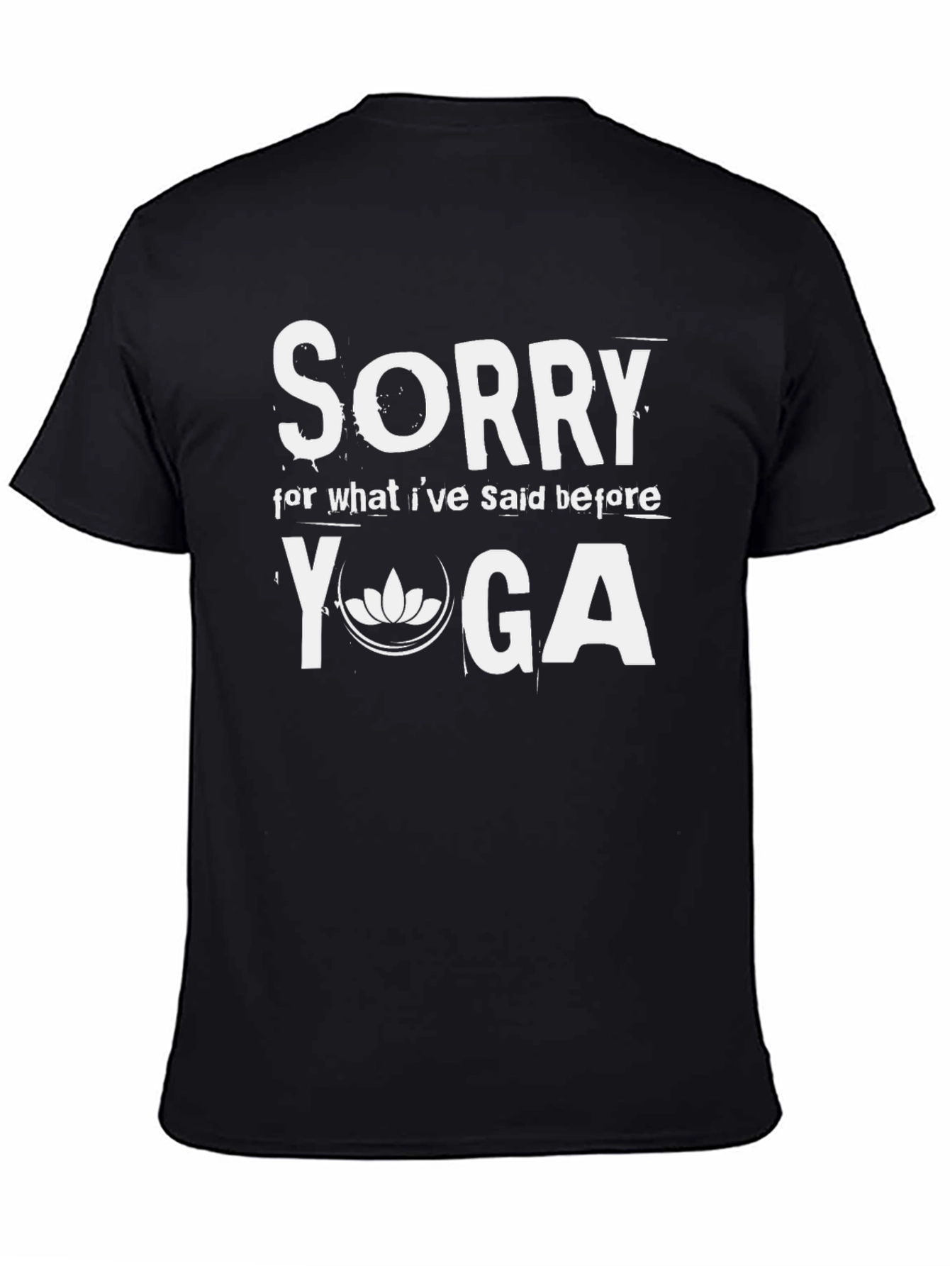 Black Sorry Yoga T-Shirt - Relaxed Fit Cotton Tee view 4