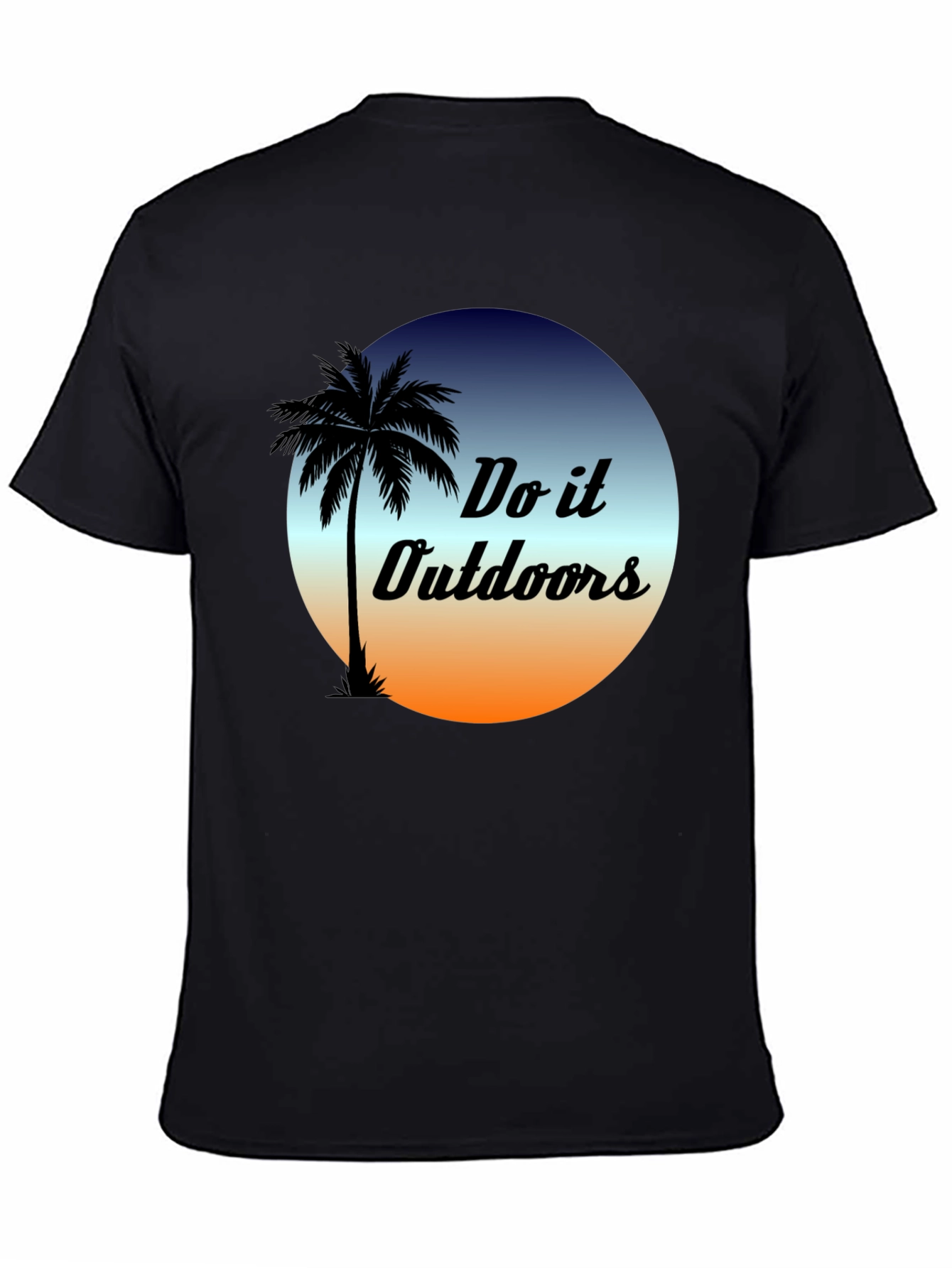Black Do it Outdoors Graphic T-Shirt - Palm Tree Design view 4