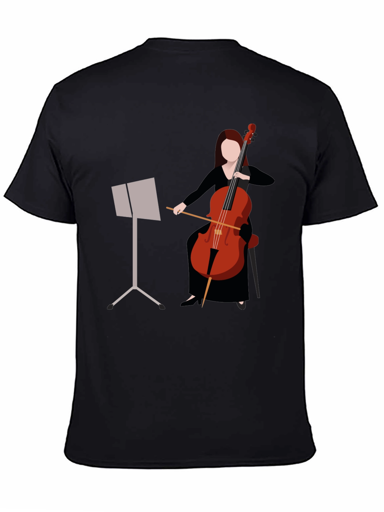 Black Cello Player Graphic T-Shirt - Music Lover's Tee view 4