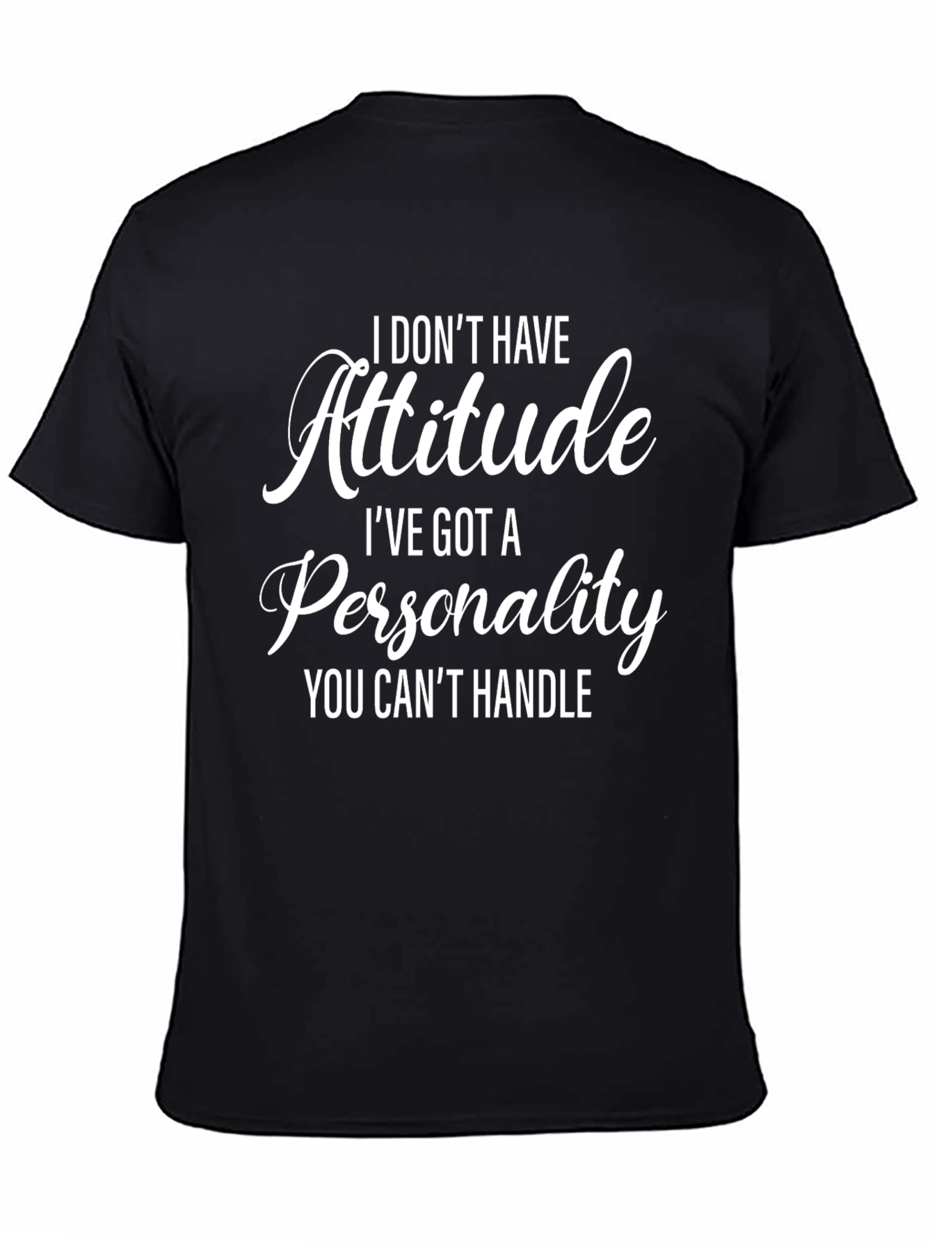 Black Attitude Personality Men's Black T-Shirt view 4