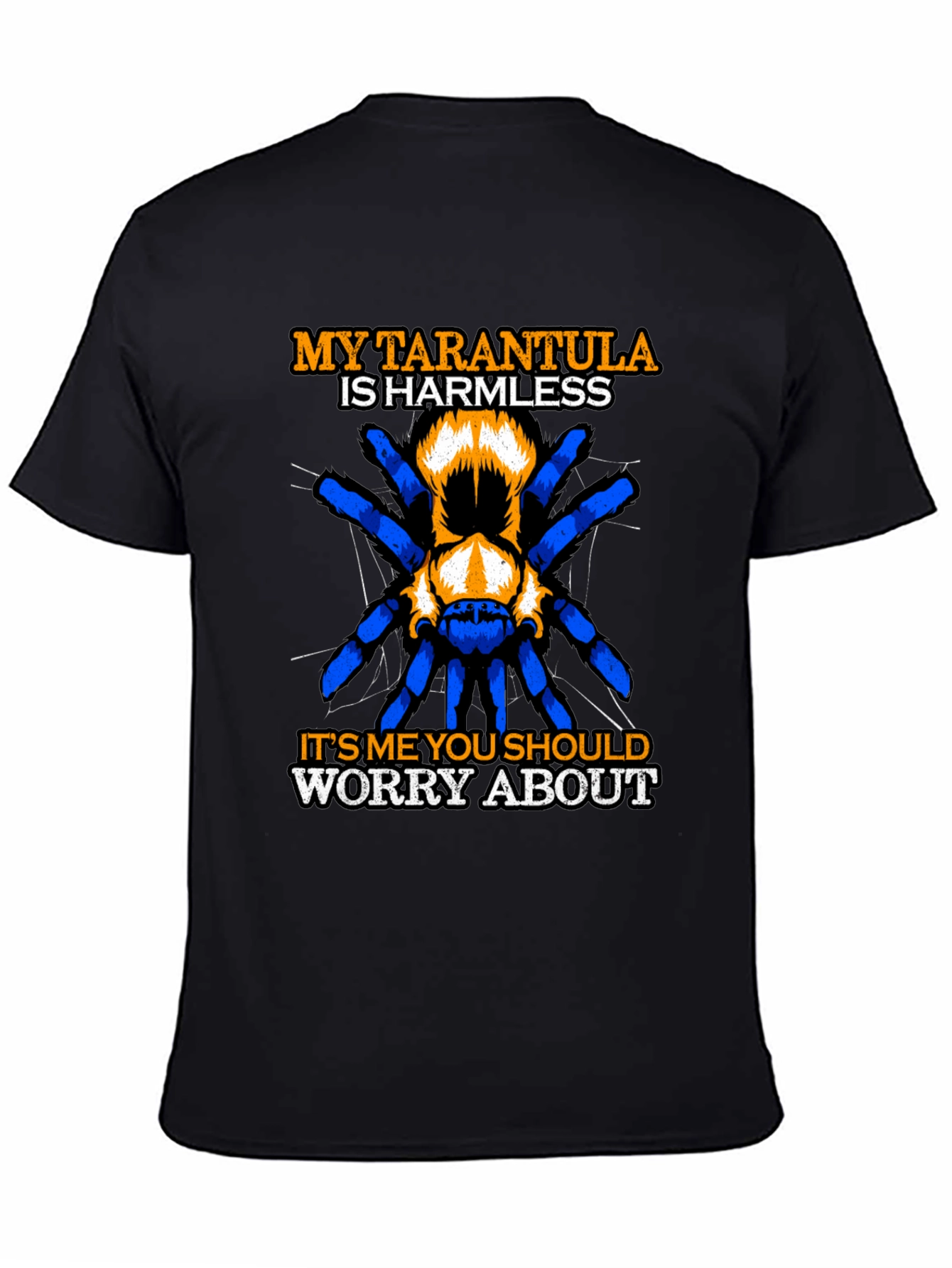 Black Tarantula Harmless Funny T-Shirt view 4