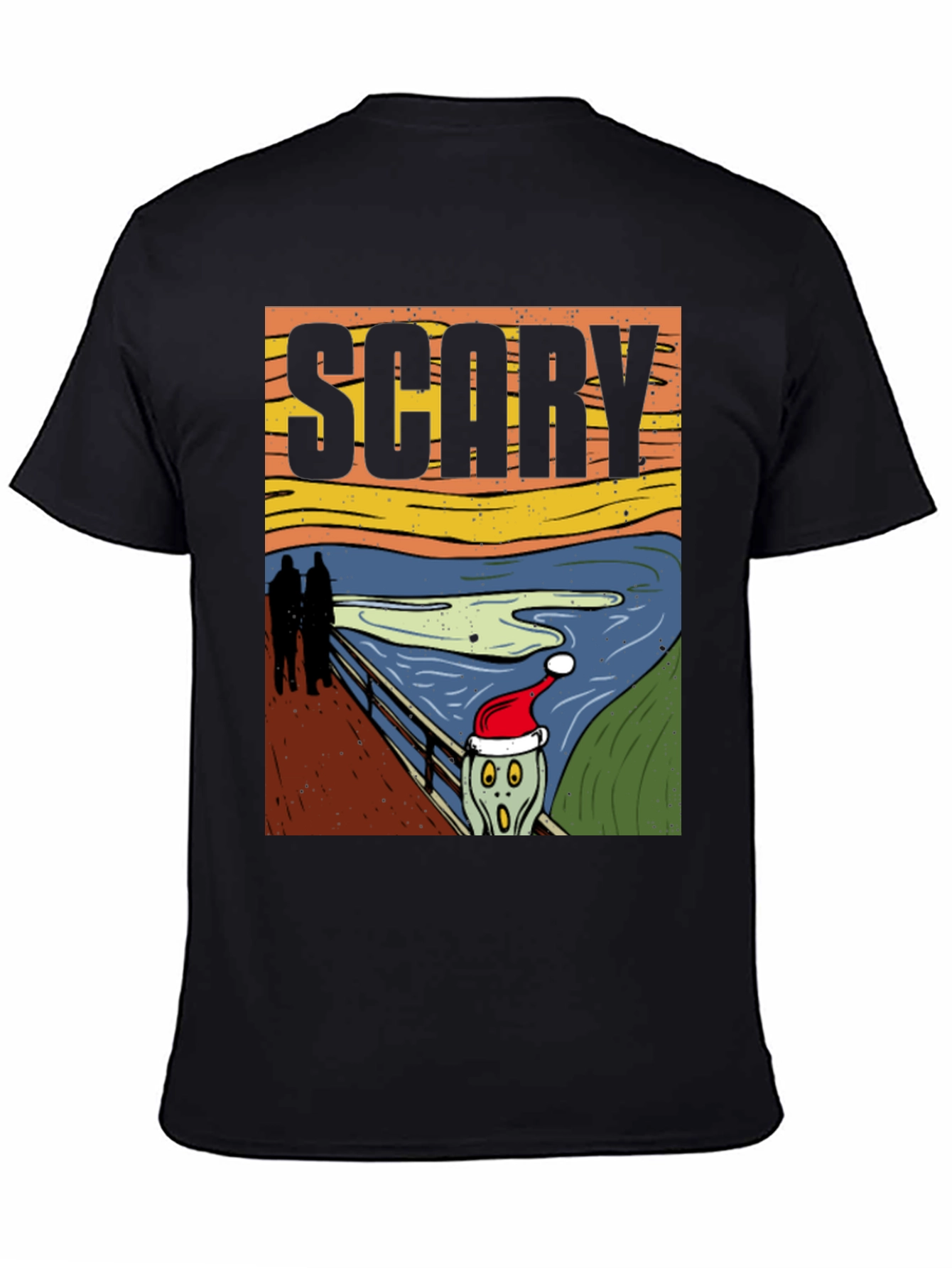 Black Scary Christmas Scream T-Shirt view 4