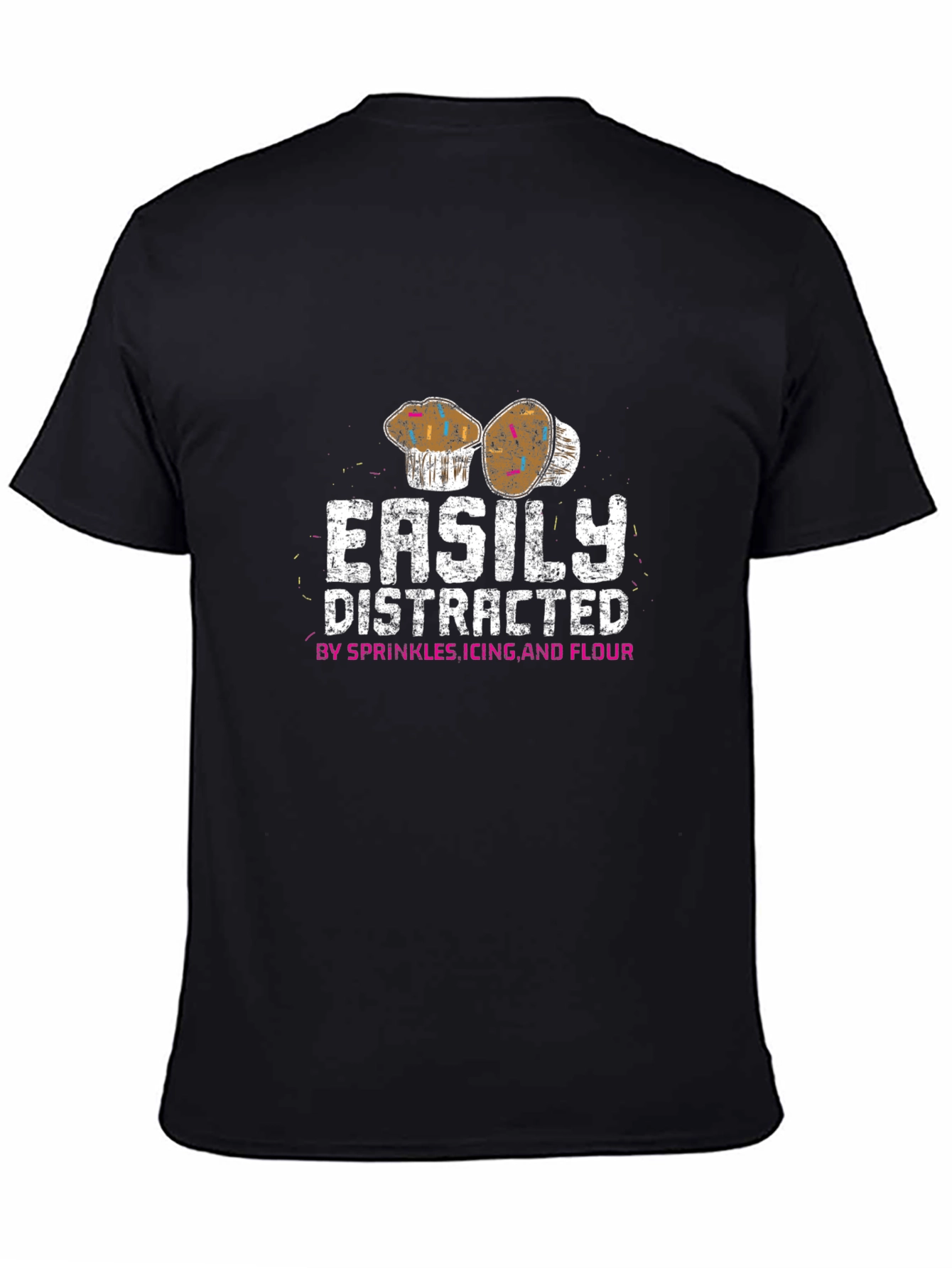 Black Easily Distracted By Sprinkles T-Shirt view 4