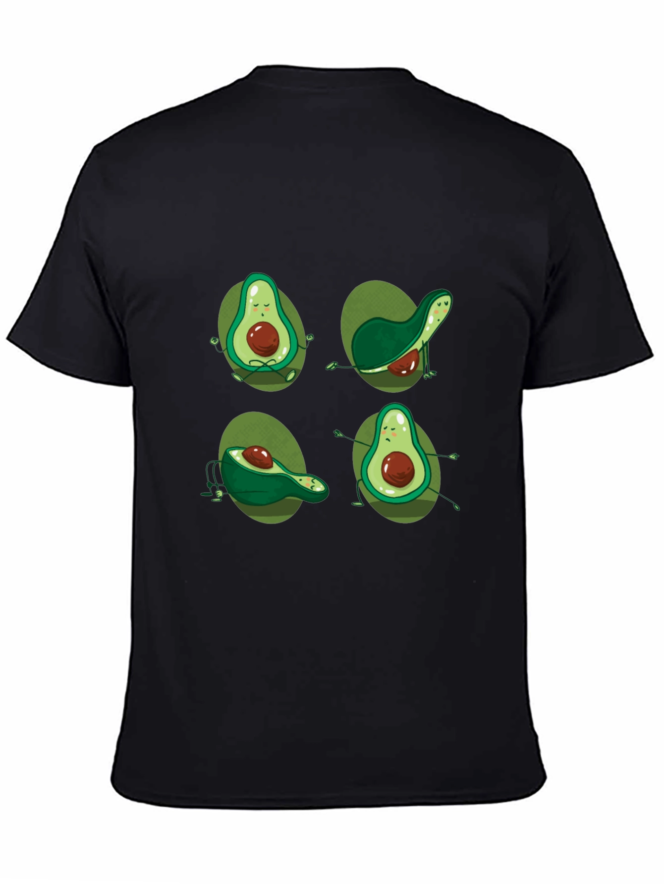 Black Avocado Yoga Black T-Shirt - Meditating Fruit Tee view 4