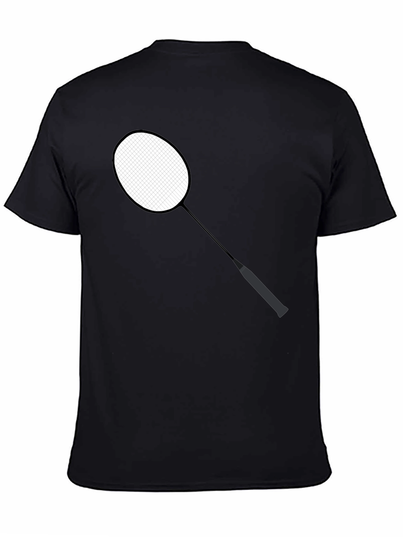 Black Badminton Racket Graphic Tee - Stylish Sportswear view 4