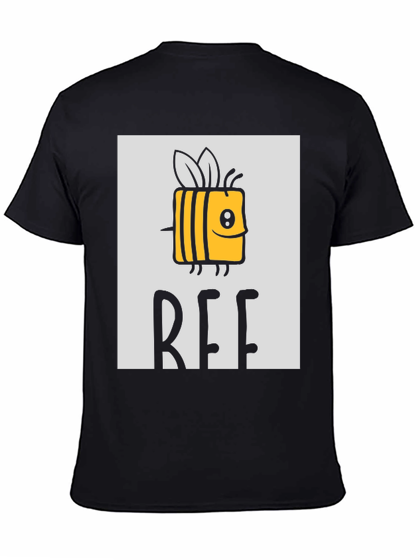 Black Cute Cartoon Bee Graphic Print Black T-Shirt view 4