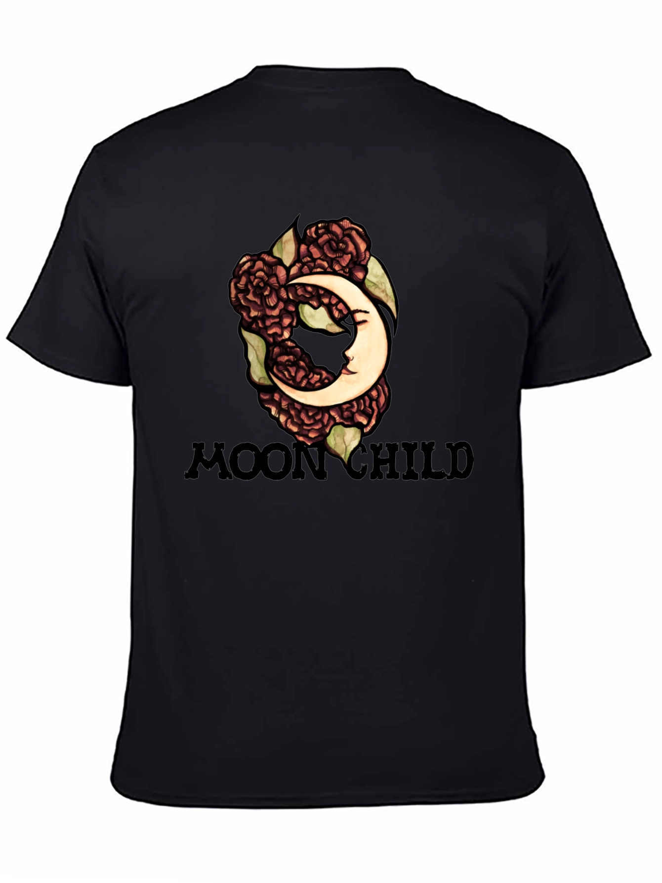 Moon Child Graphic Tee - Black Cotton T-Shirt - 4