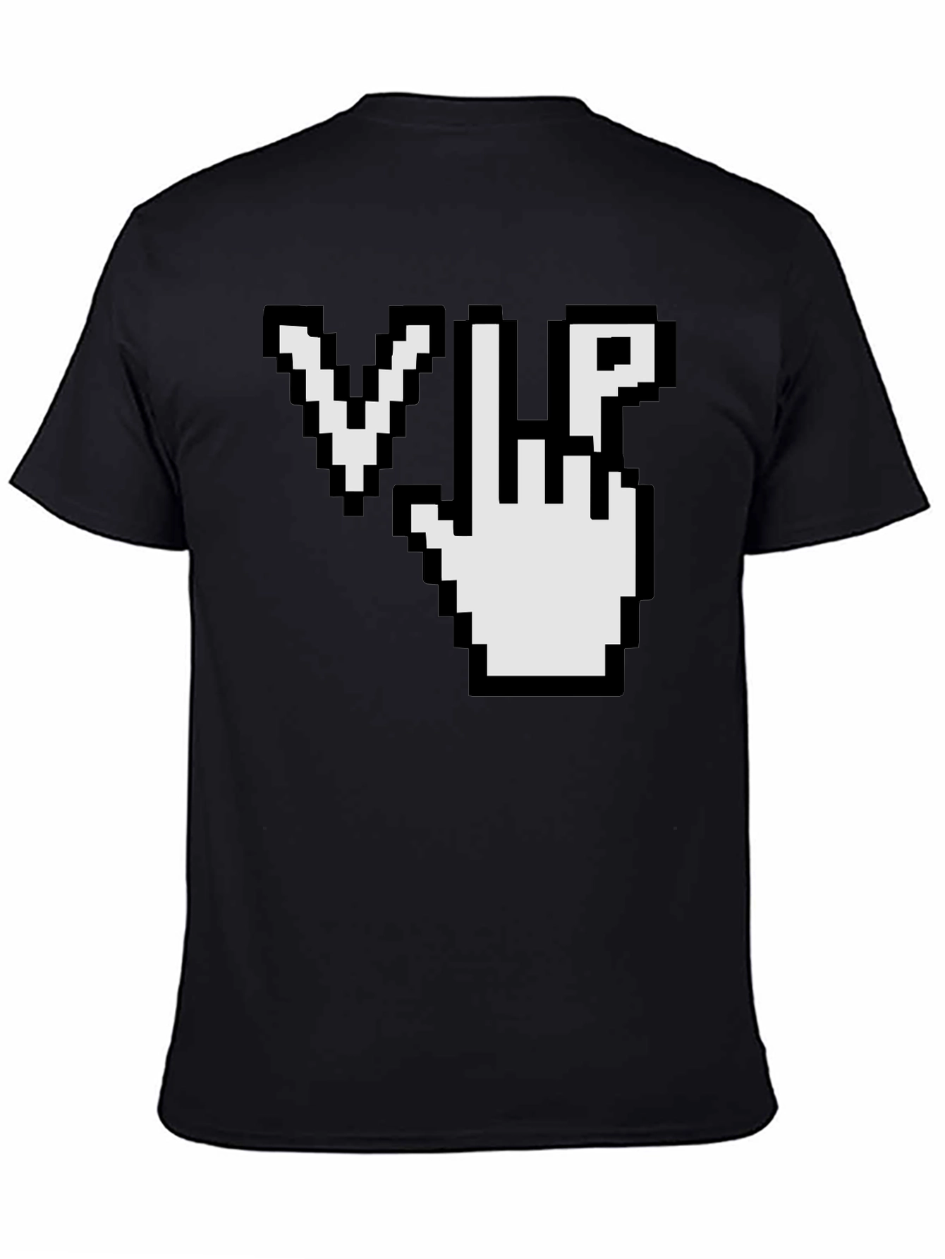 Black Pixel VIP Hand T-Shirt - Black Cotton Tee view 4