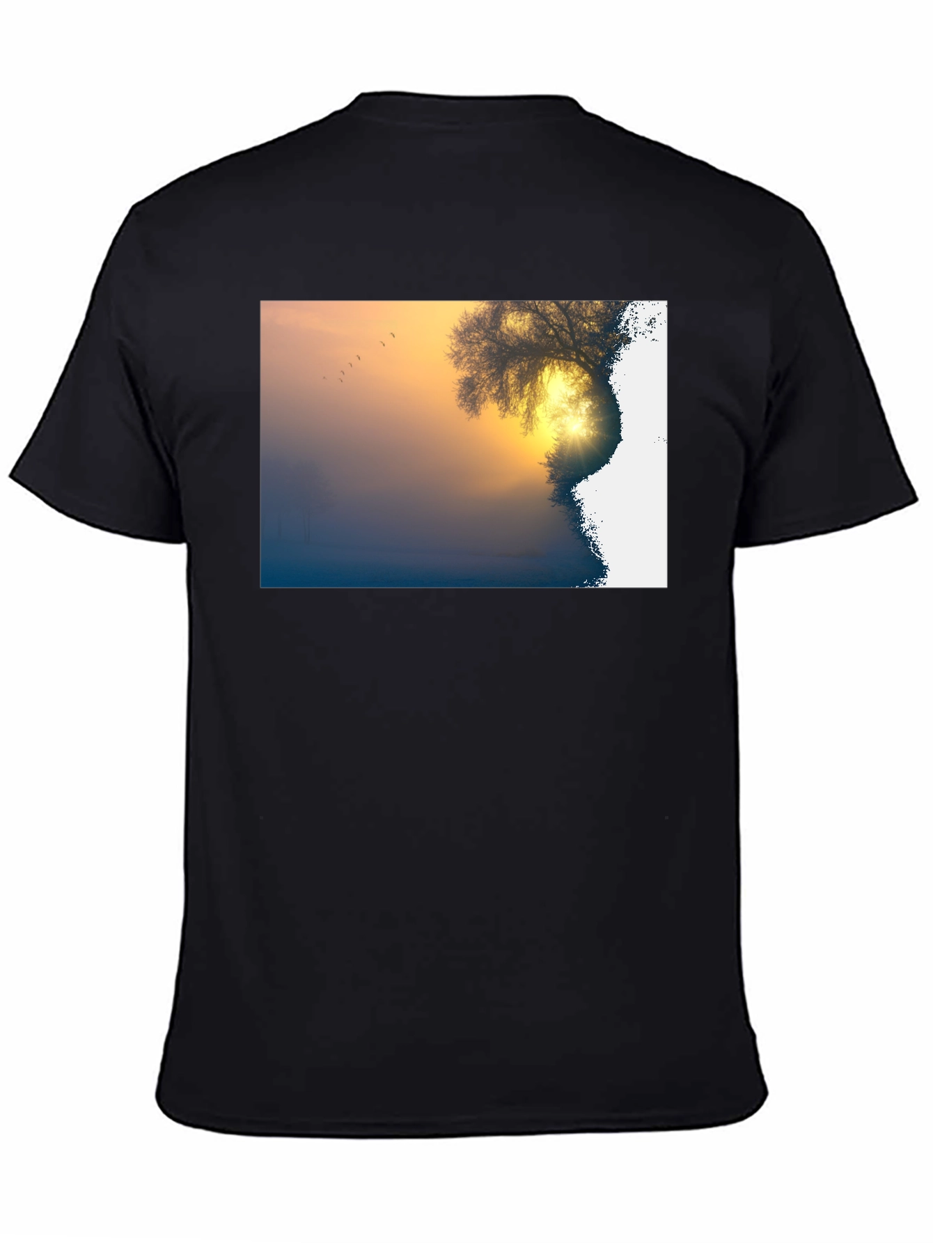 Black Sunrise Nature Scene Graphic Tee view 4