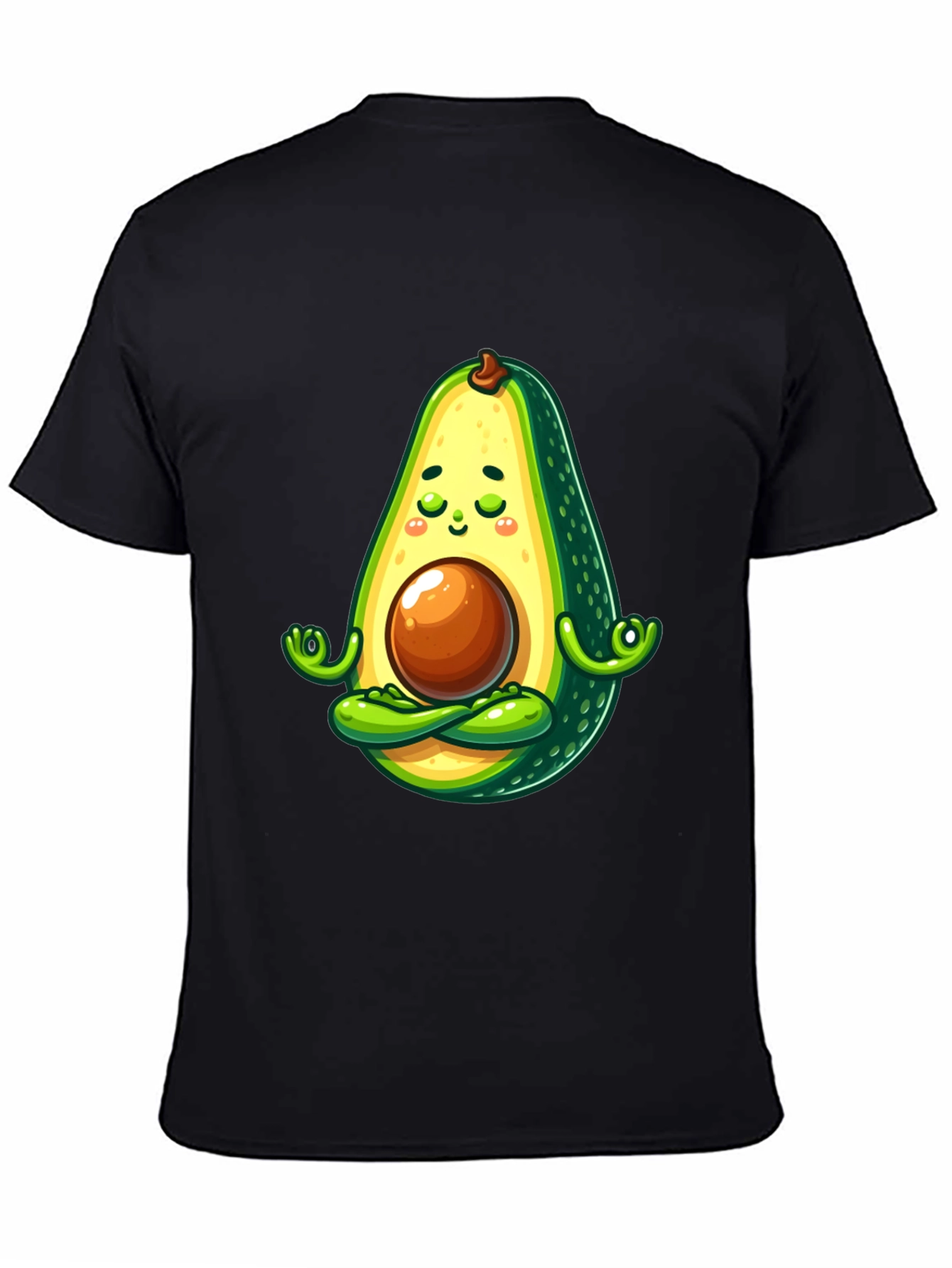 Black Zen Avocado T-Shirt - Meditating Fruit view 4