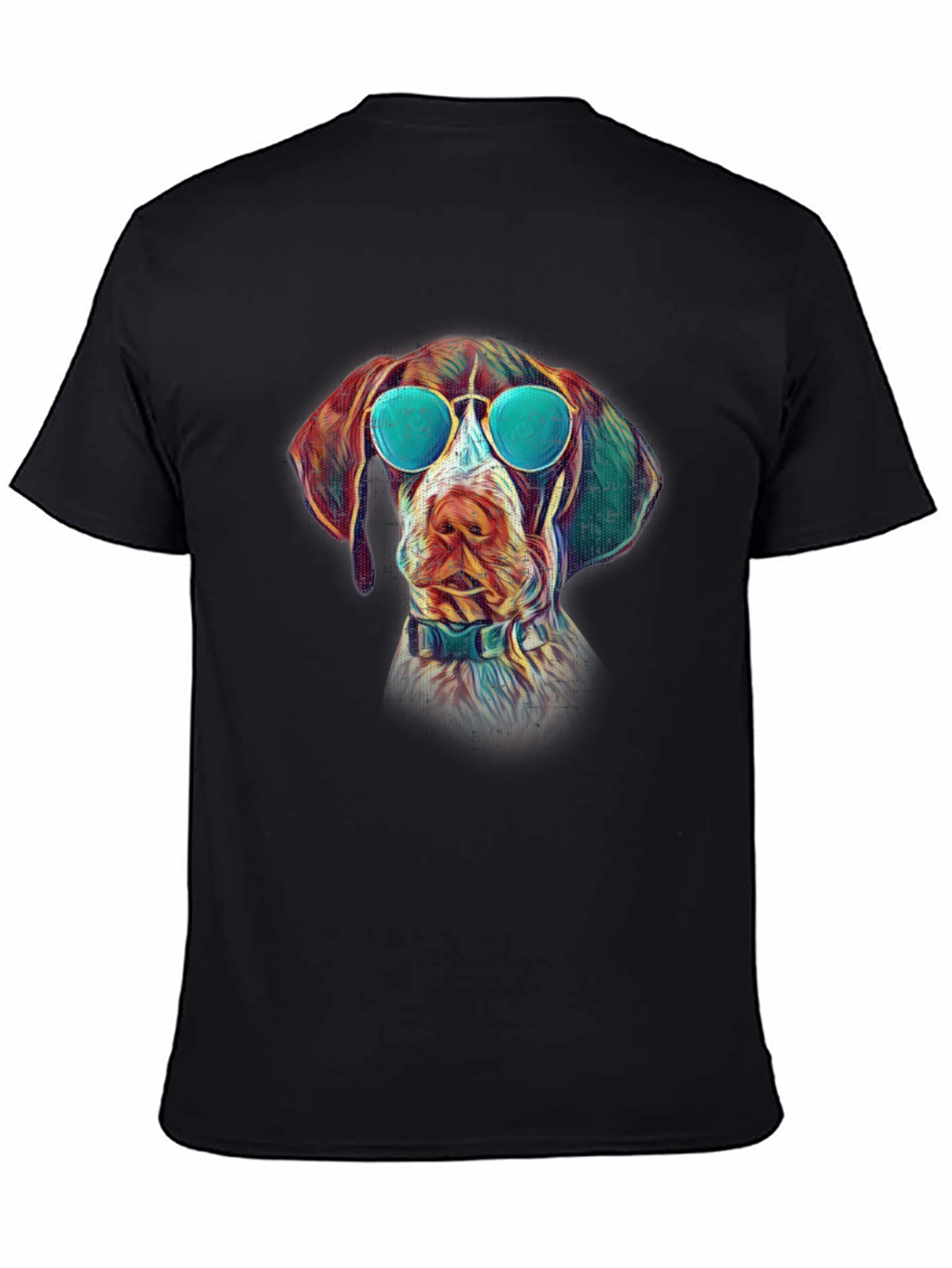 Black Cool Dog T-Shirt - Graphic Tee with Dog Wearing Sunglasses view 4