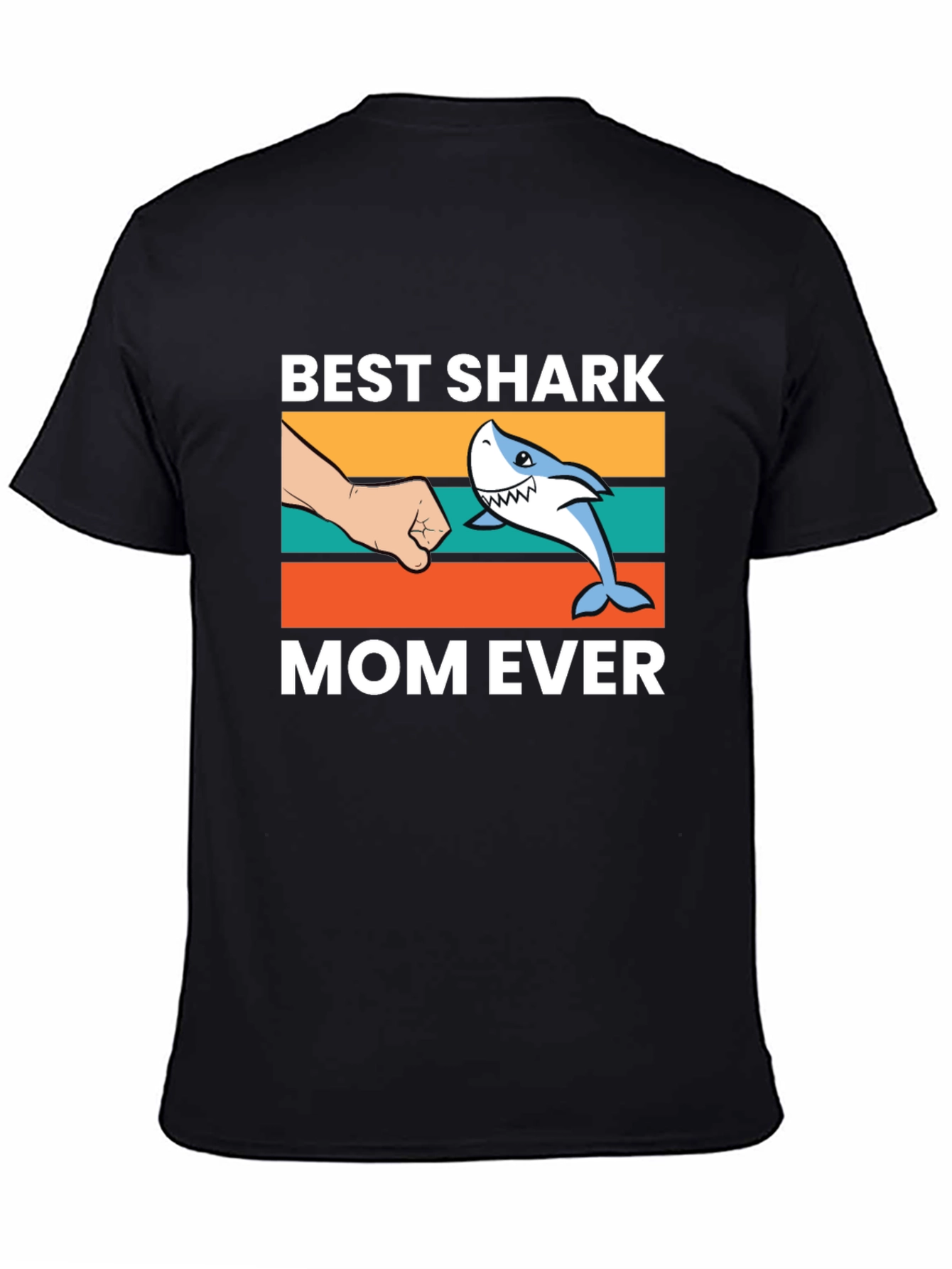 Black Best Shark Mom Ever T-Shirt view 4