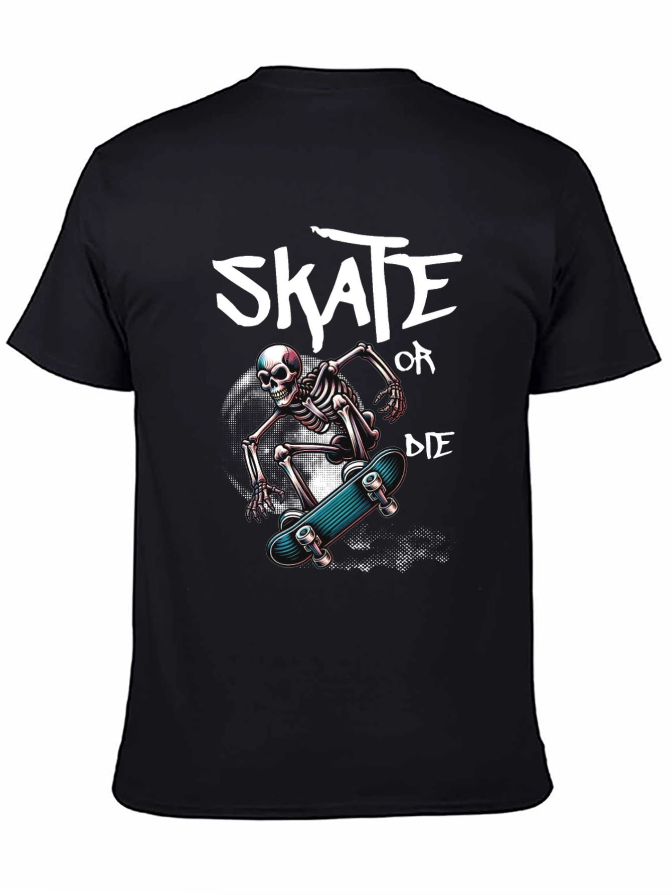 Black Skate or Die Skeleton Graphic Tee view 4