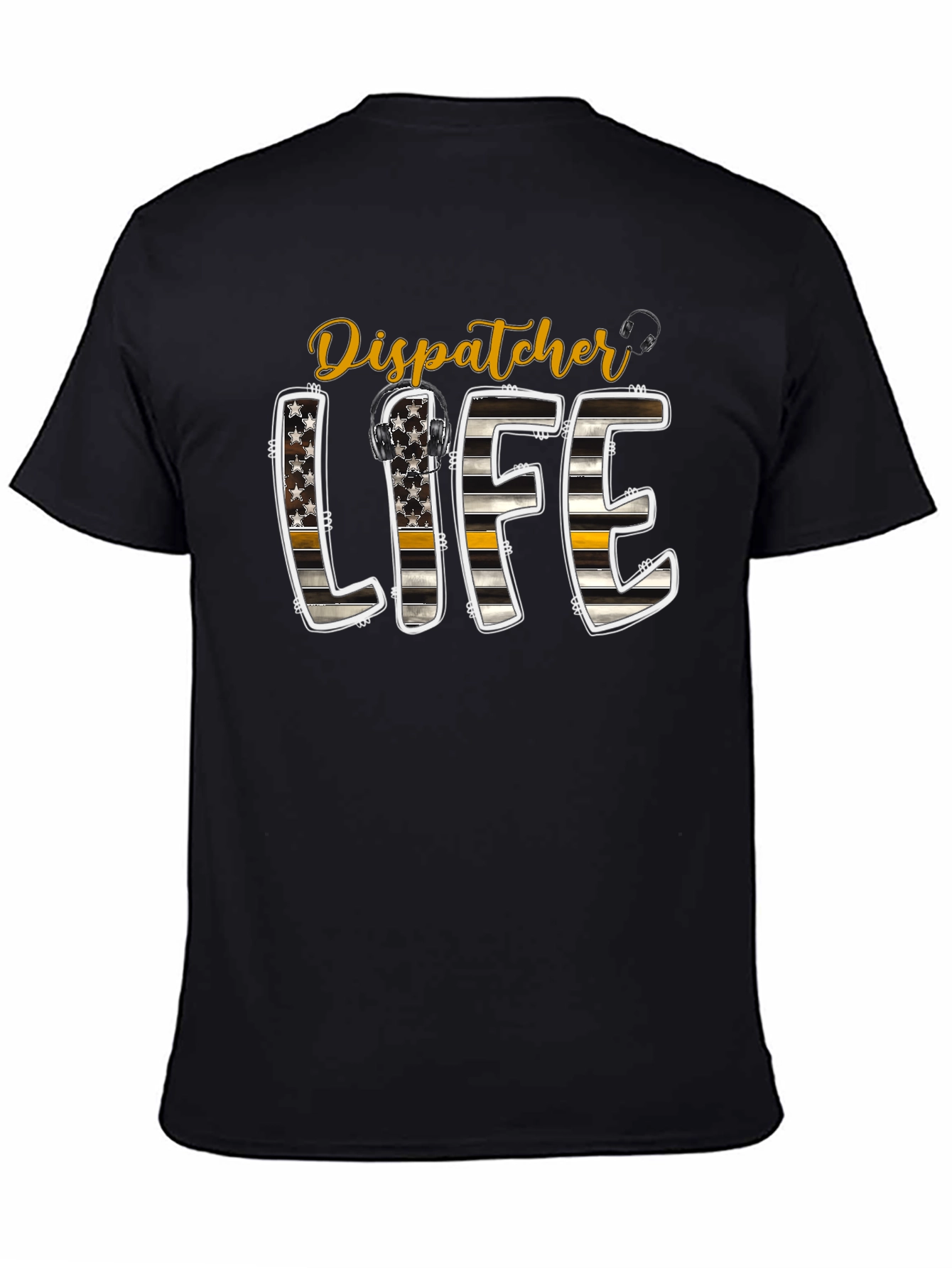 Black Dispatcher Life Tee - Thin Yellow Line view 4
