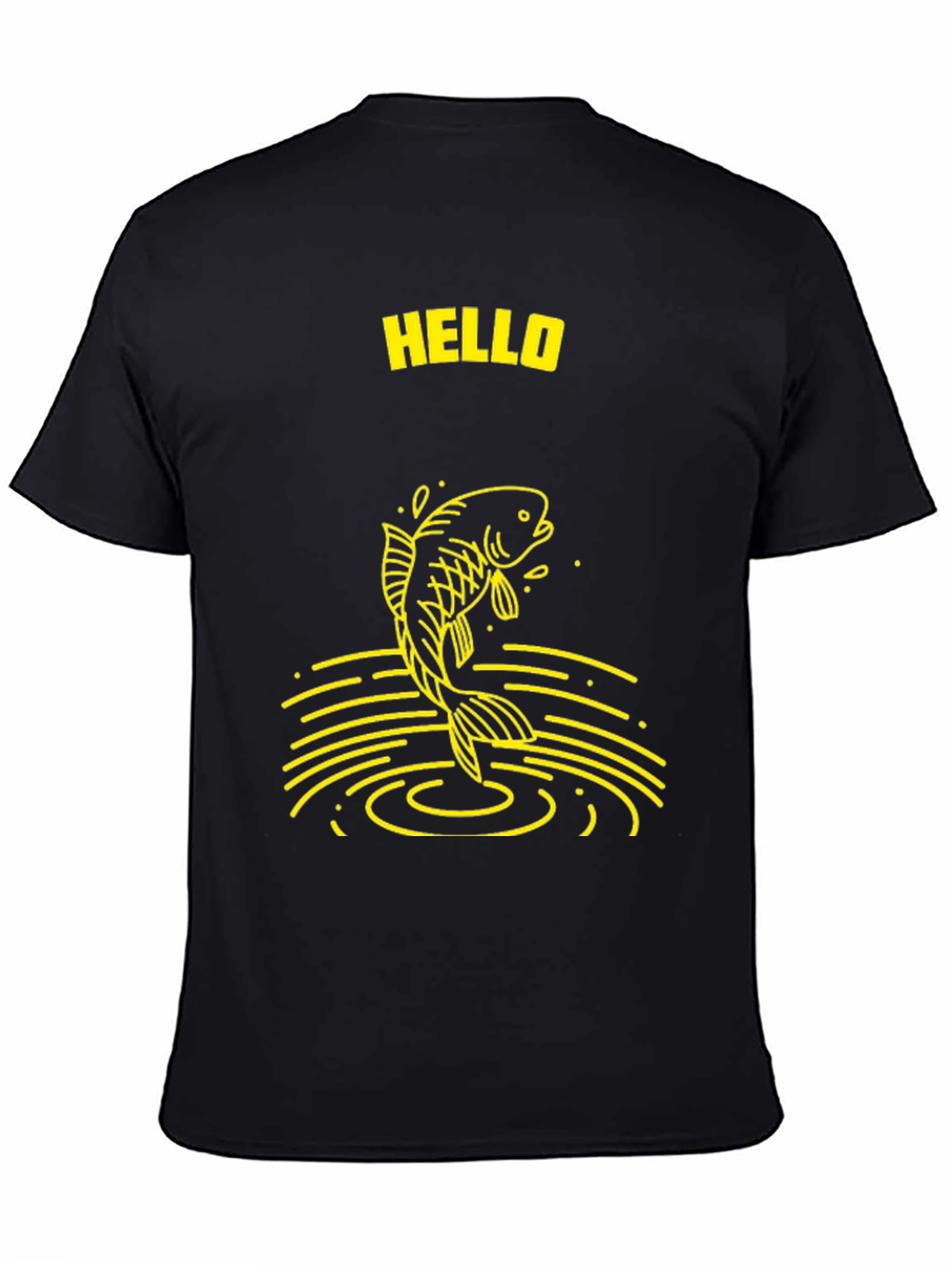 Black Hello Fish Graphic T-Shirt view 4