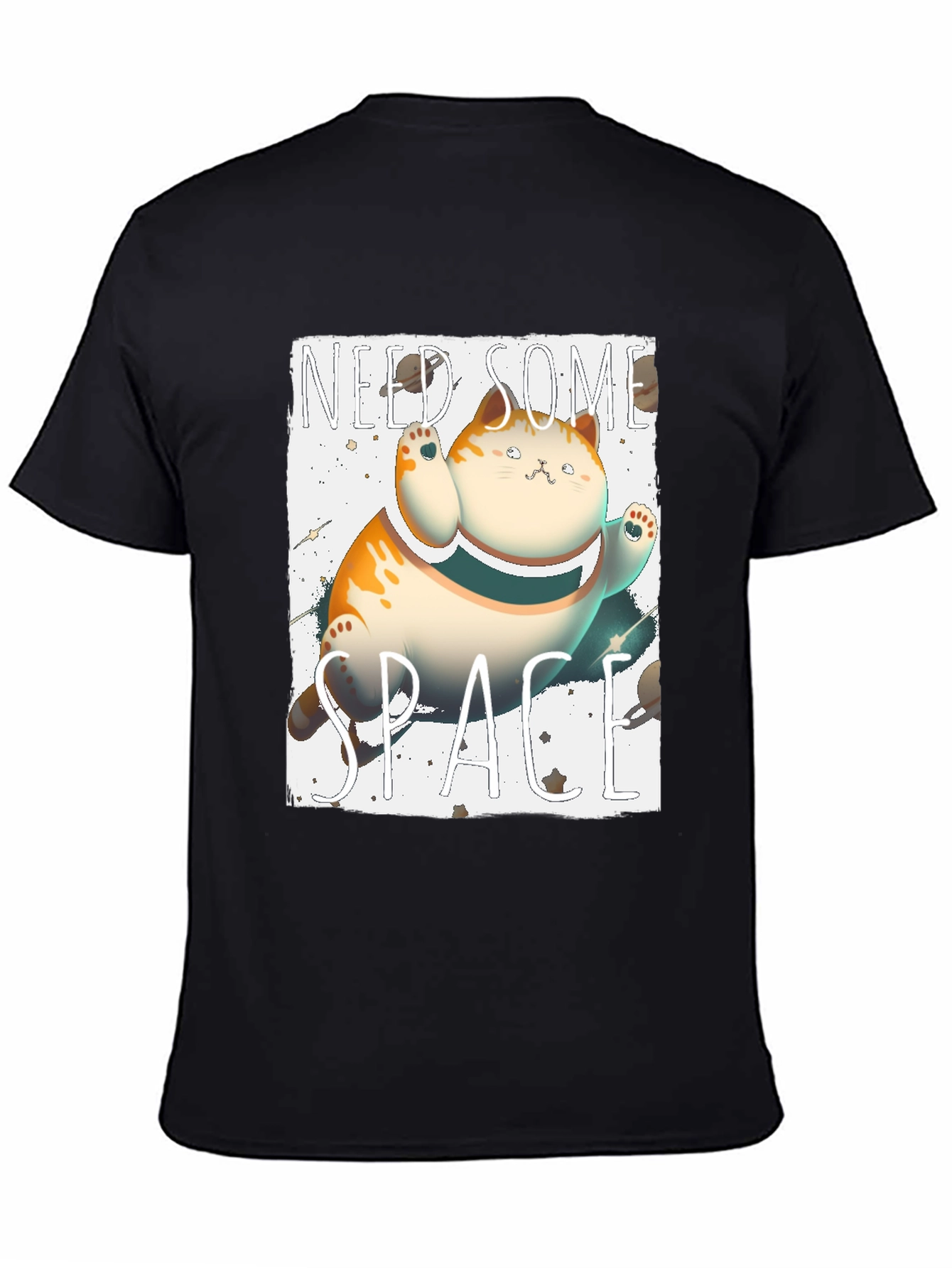 Black Need Some Space Cat Graphic Tee - Unisex view 4