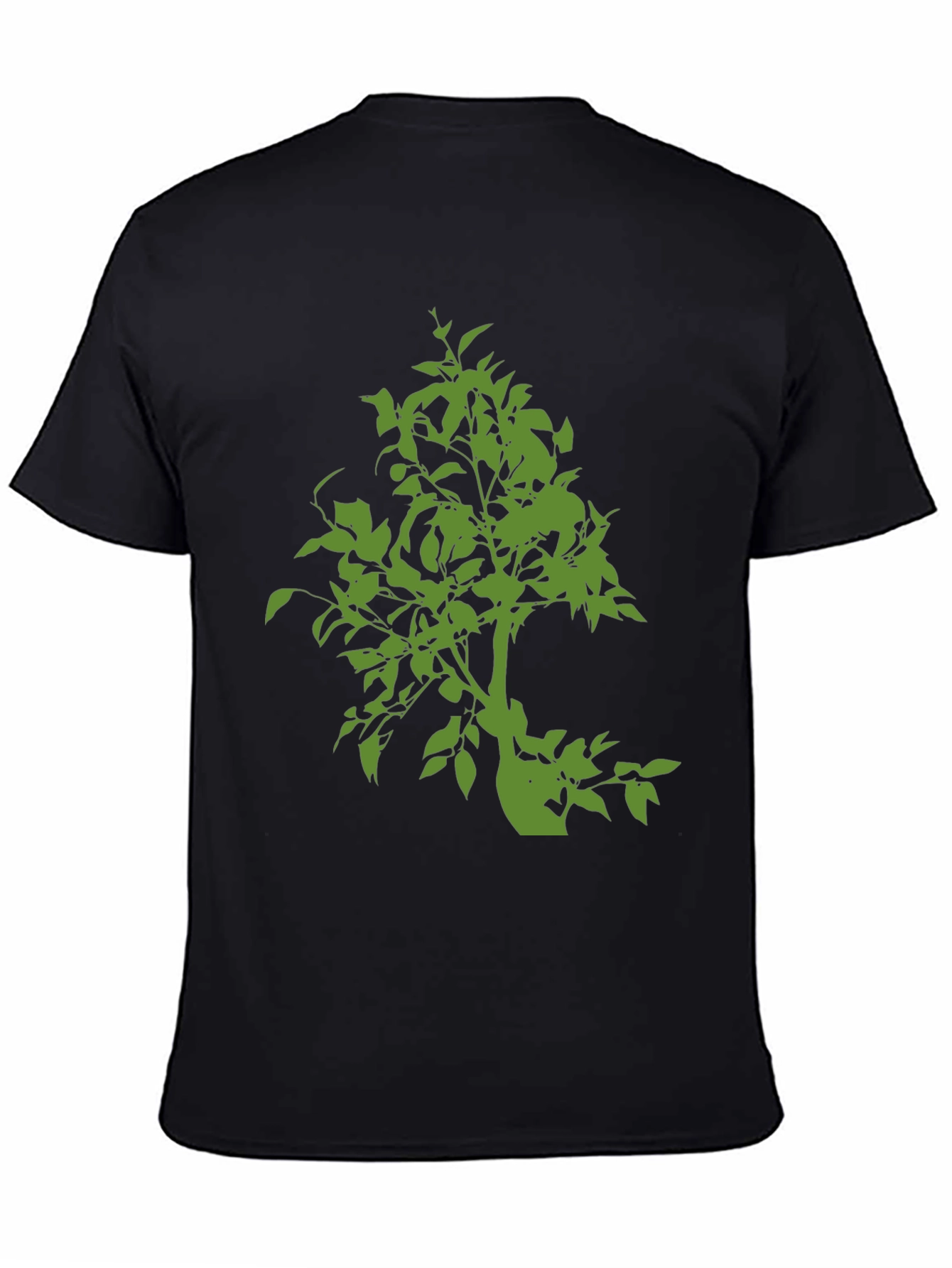 Black Green Tree Graphic Black T-Shirt view 4