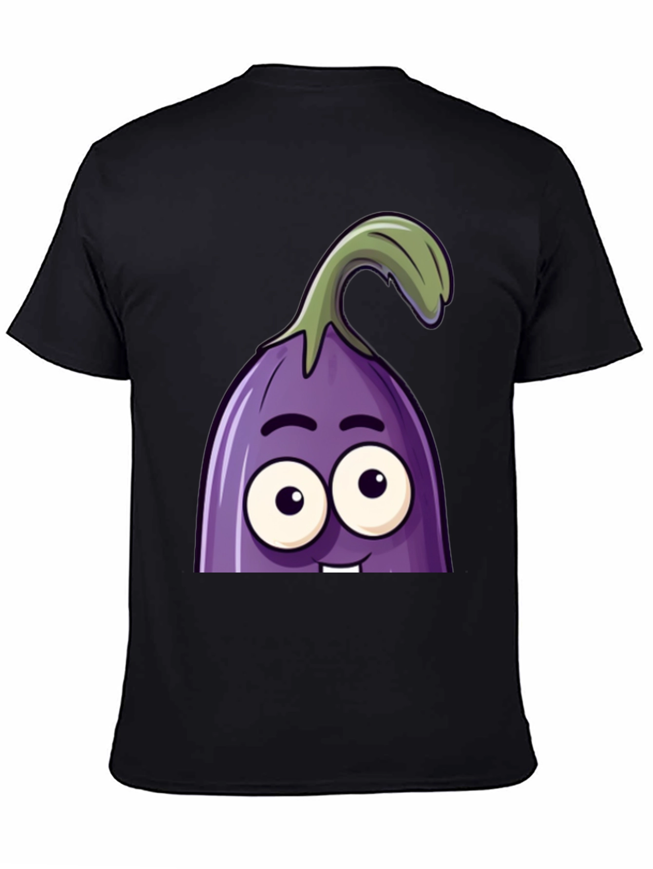 Funny Eggplant Cartoon Graphic T-Shirt - 4
