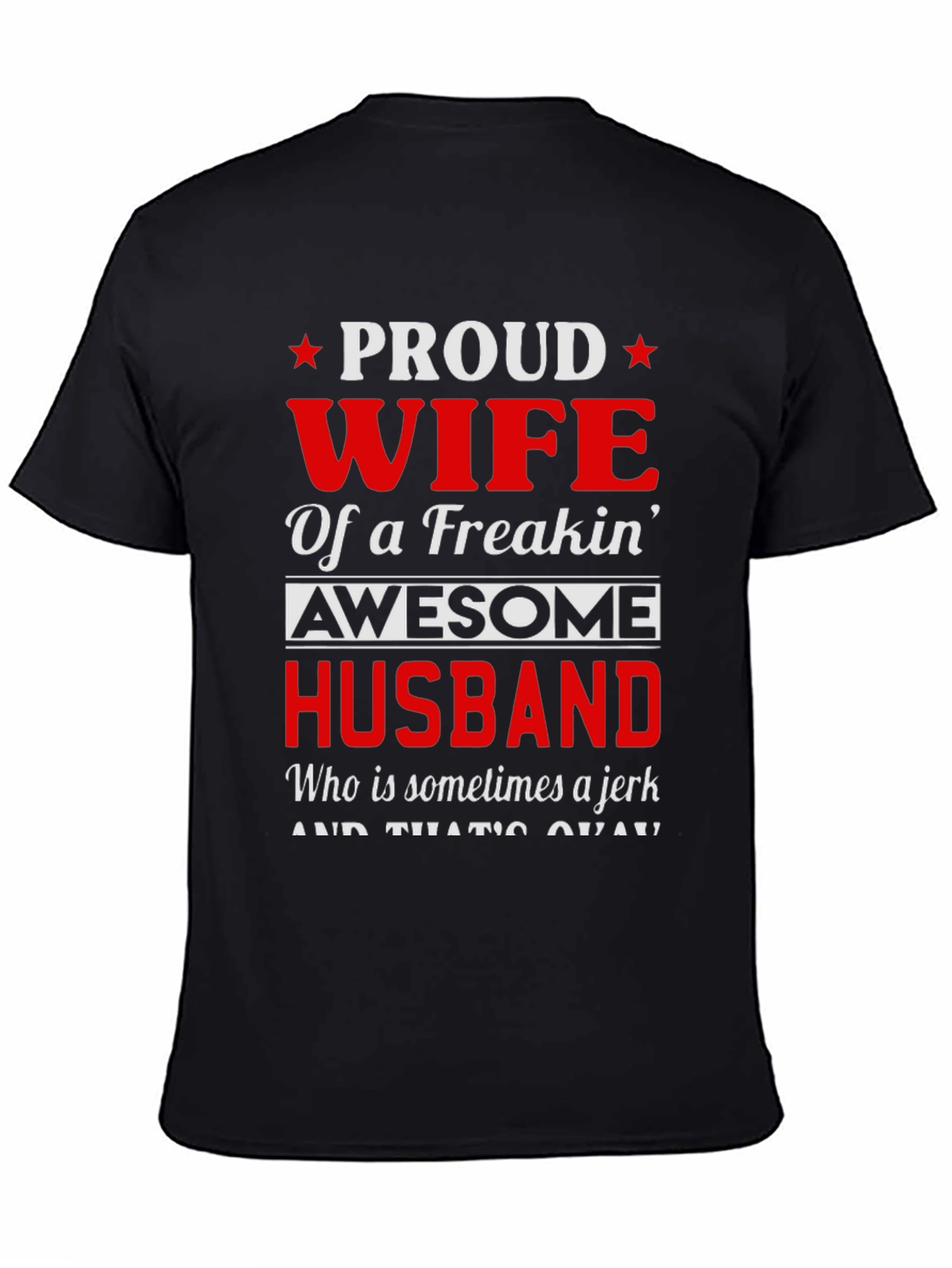 Black Proud Wife of Awesome Husband T-Shirt view 4