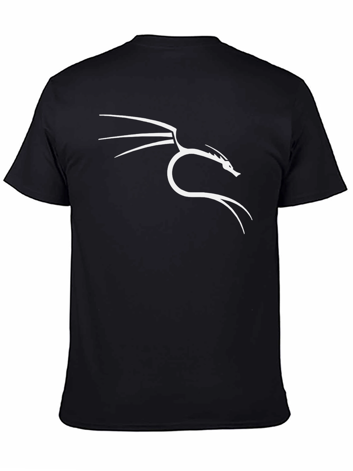 Black Black T-Shirt with White Dragon Graphic view 4