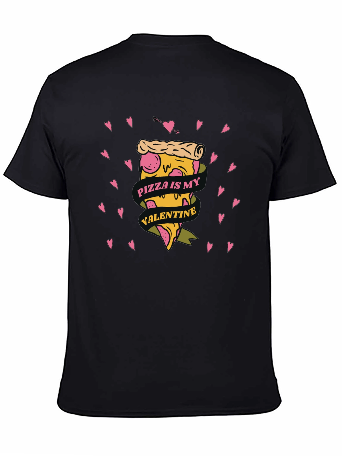 Black Pizza is My Valentine Graphic Tee view 4