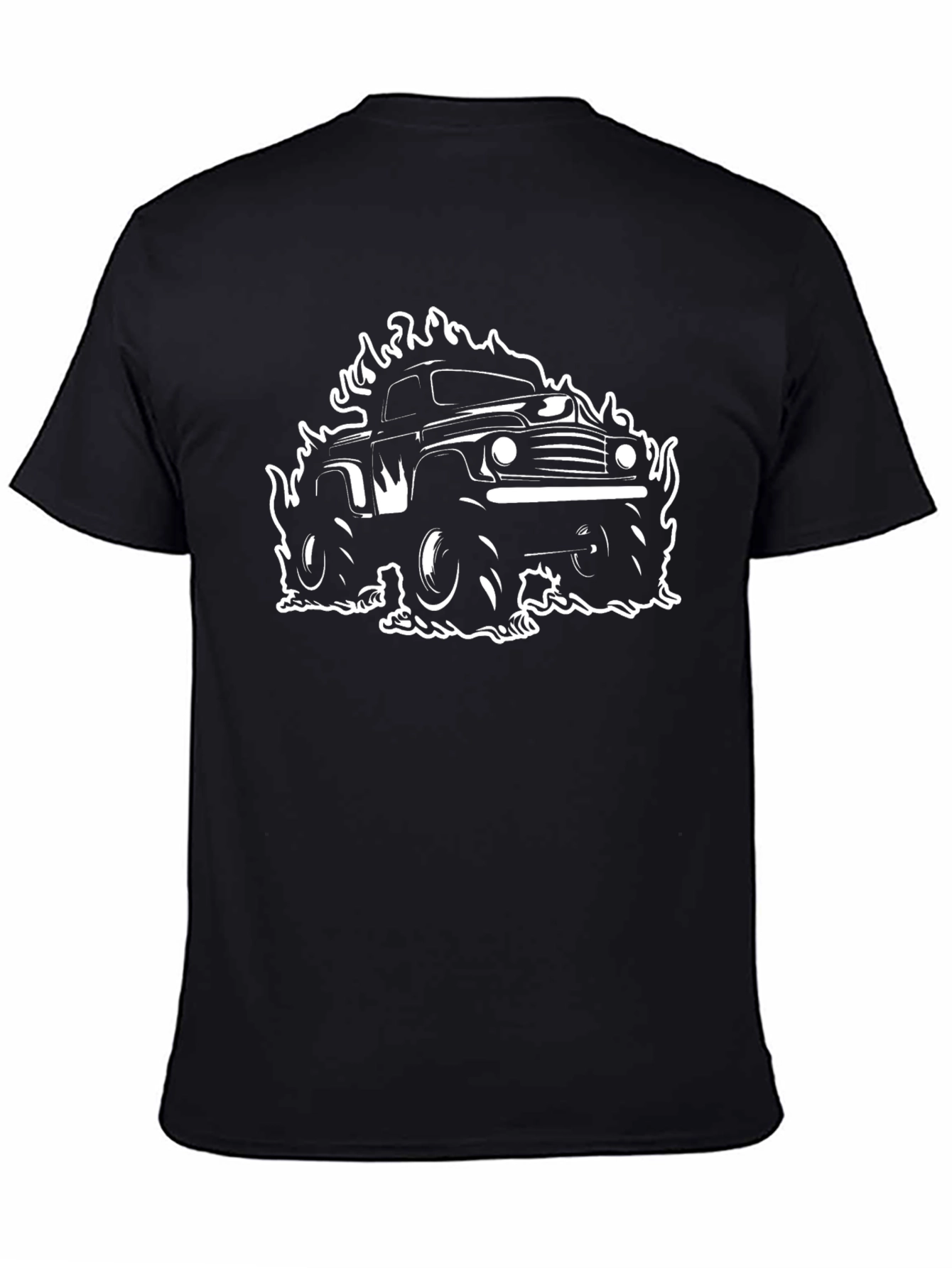 Black Men's Black T-Shirt with Monster Truck Graphic view 4