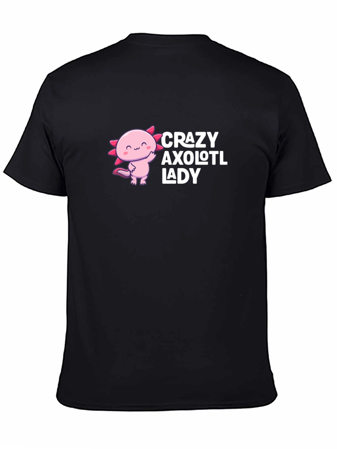 Black Crazy Axolotl Lady Graphic T-Shirt view 4