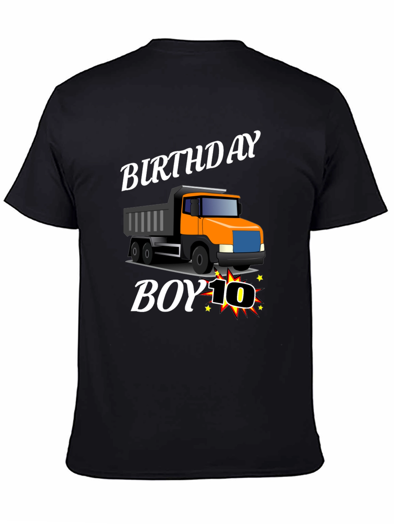 Black Birthday Boy Truck T-Shirt - Ten Years Old view 4