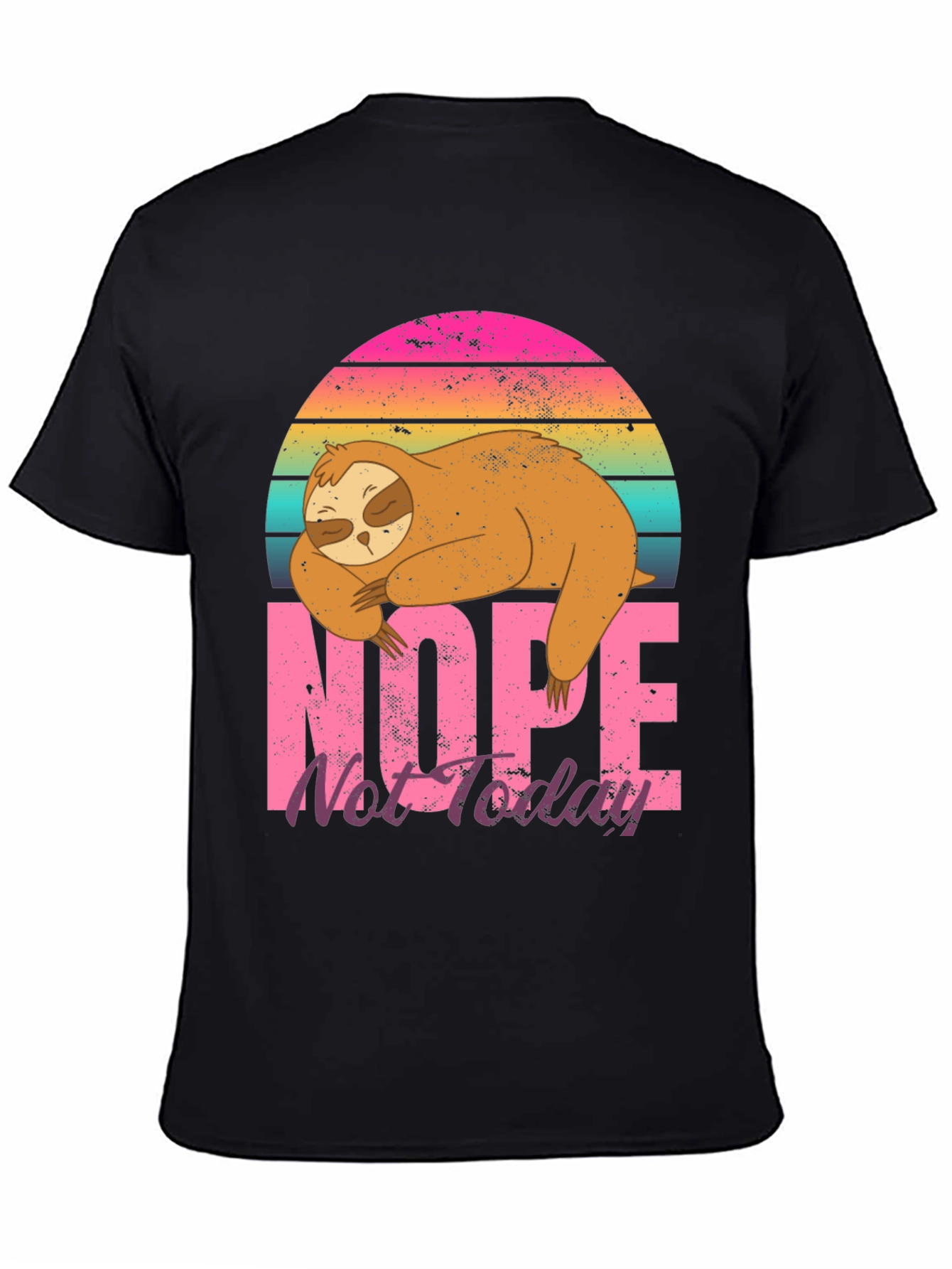 Black Nope Not Today Sloth Graphic T-Shirt view 4