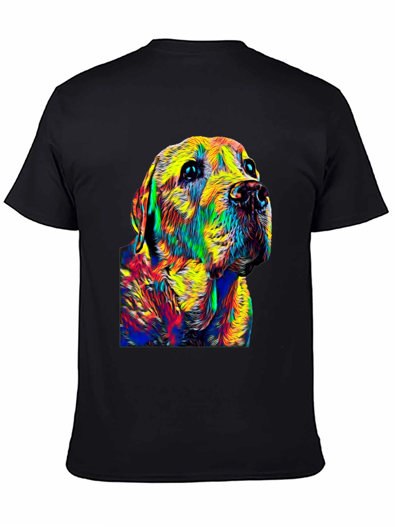 Black Colorful Dog Portrait Black T-Shirt view 4