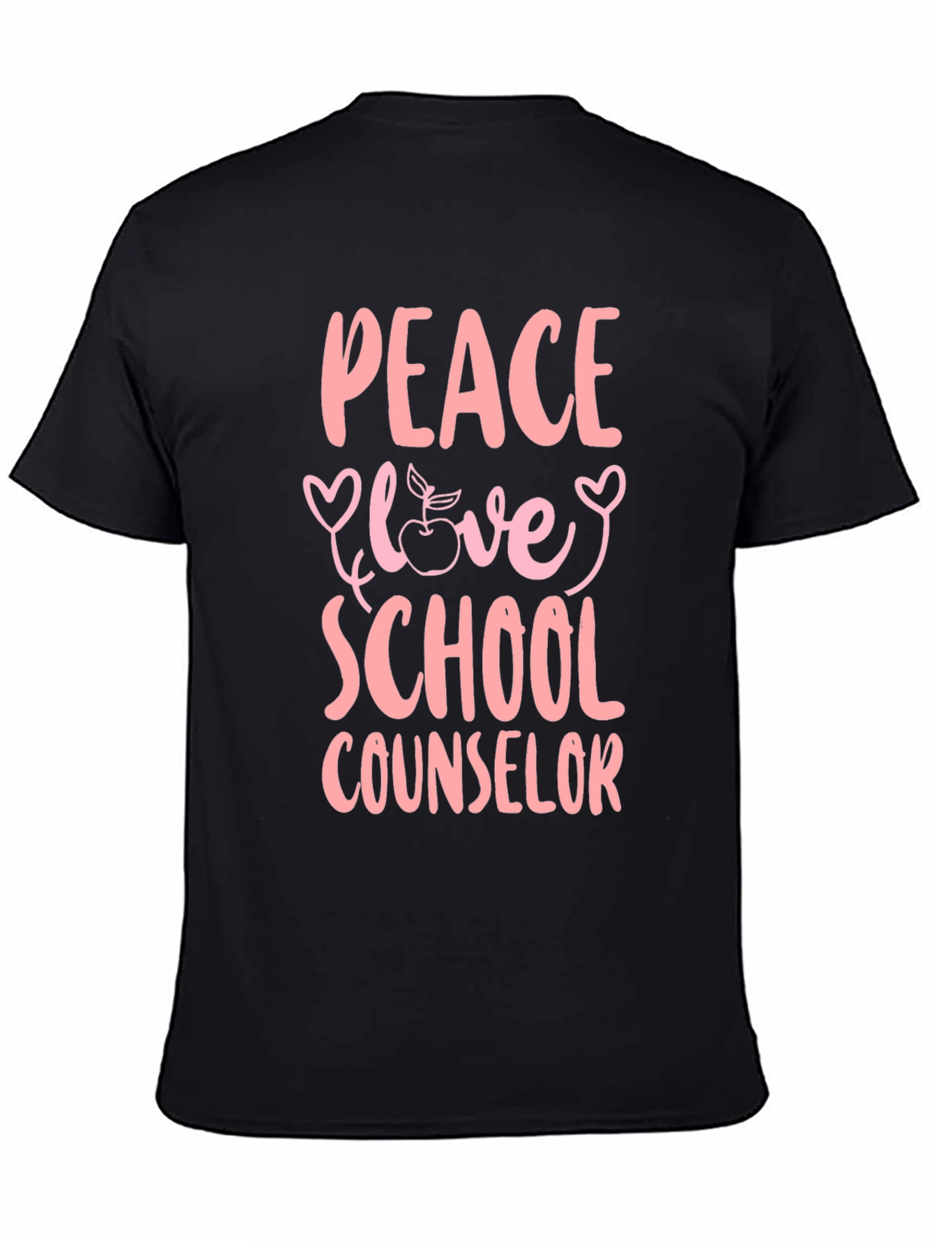 Black Peace Love School Counselor T-Shirt view 4