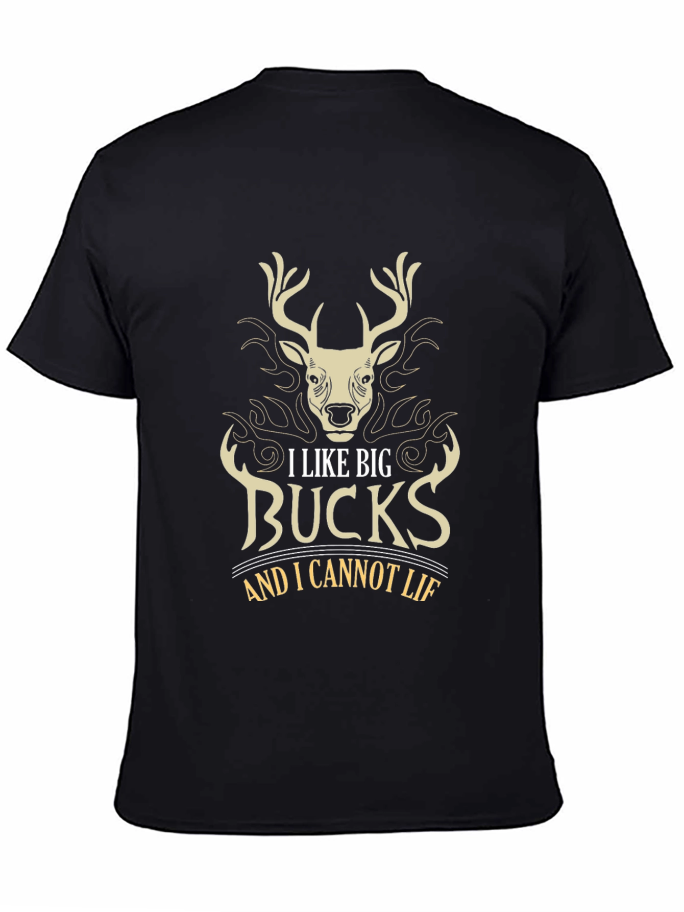 Black I Like Big Bucks Funny Hunting T-Shirt view 4