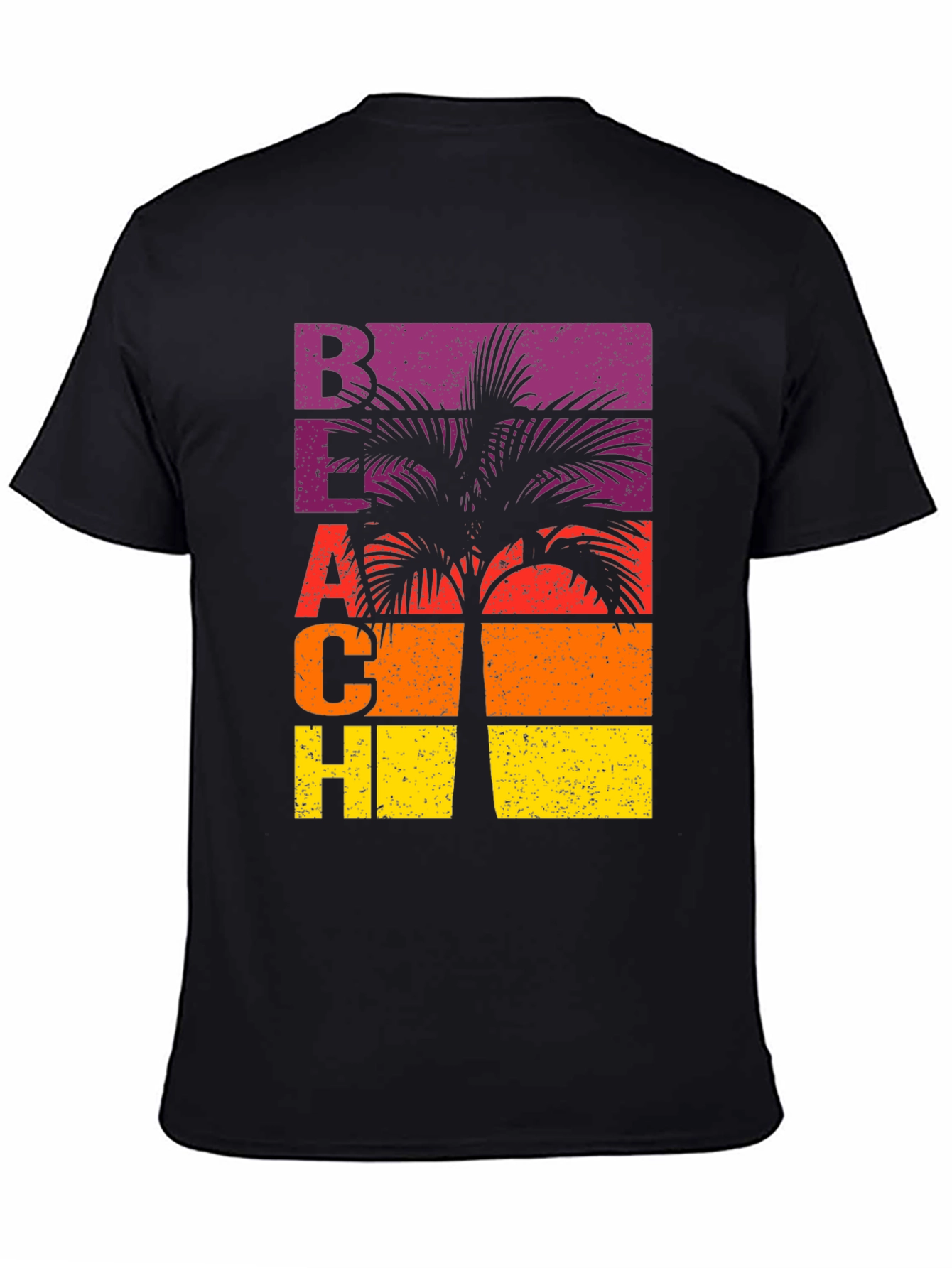 Black Retro Beach Palm Graphic T-Shirt view 4