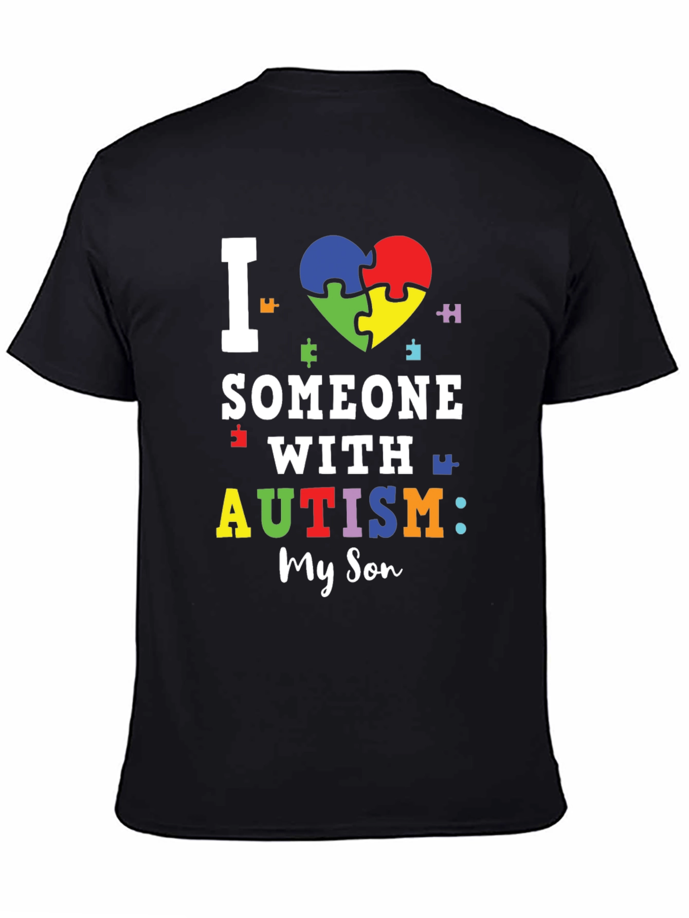 Black Autism Awareness T-Shirt - I Love Someone With Autism view 4