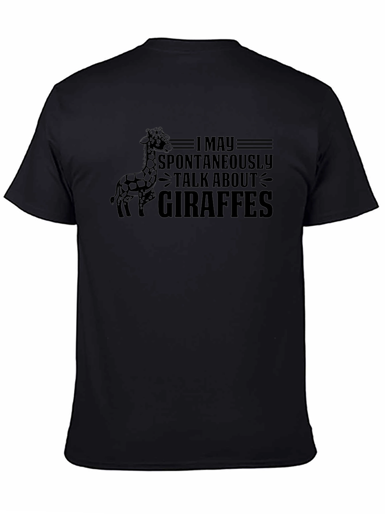 Black Giraffe Lover T-Shirt, Spontaneous Talk Tee view 4