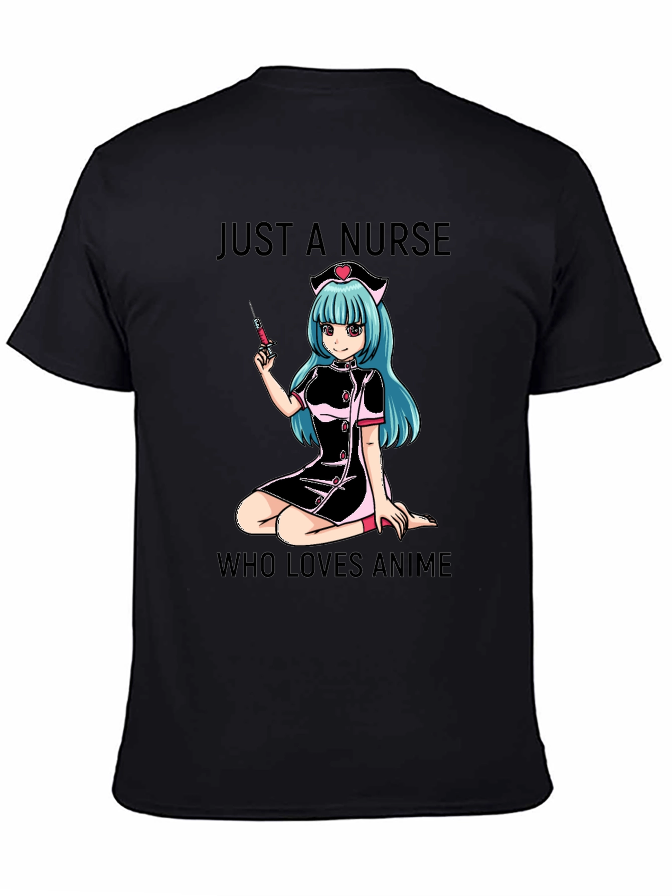 Black Anime Nurse T-Shirt: Just A Nurse Who Loves Anime view 4