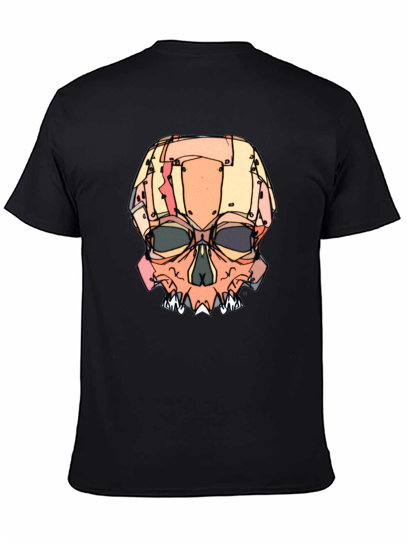 Black Abstract Skull Graphic T-Shirt view 4