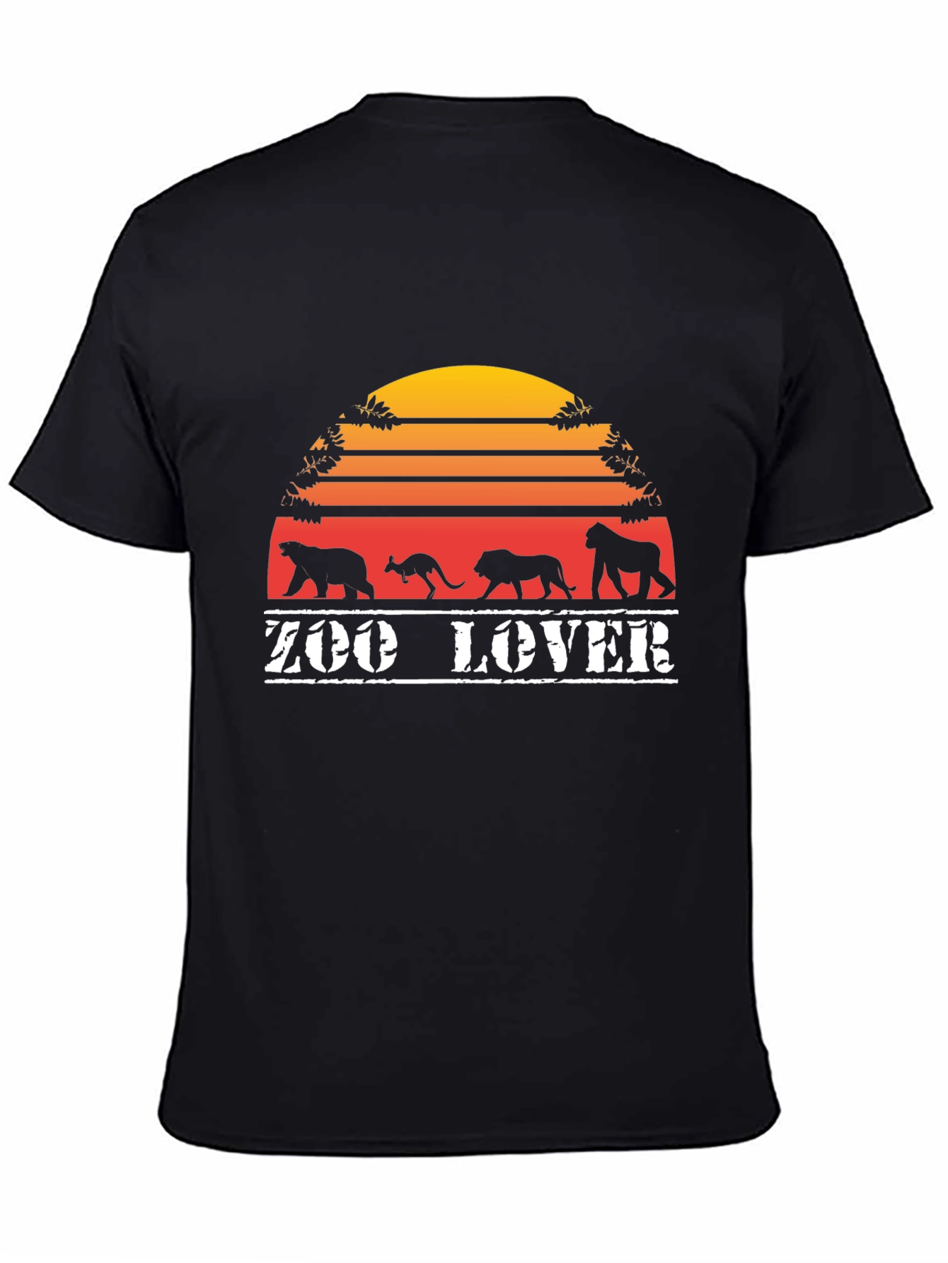 Black Zoo Lover T-Shirt Black Retro Animal Design view 4