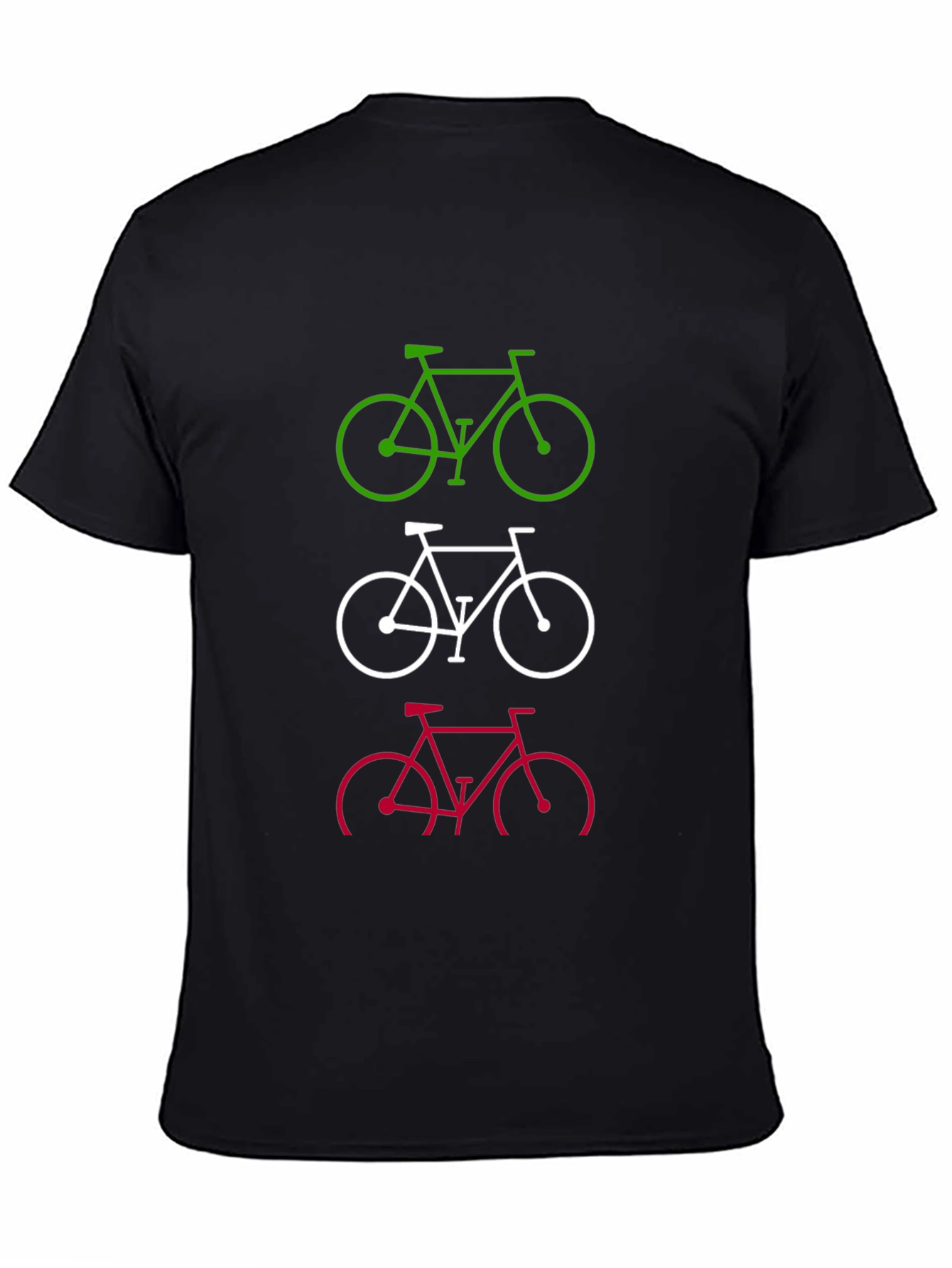 Black Bike Stack Tee - Green, White, Red Bicycles Graphic T-Shirt view 4