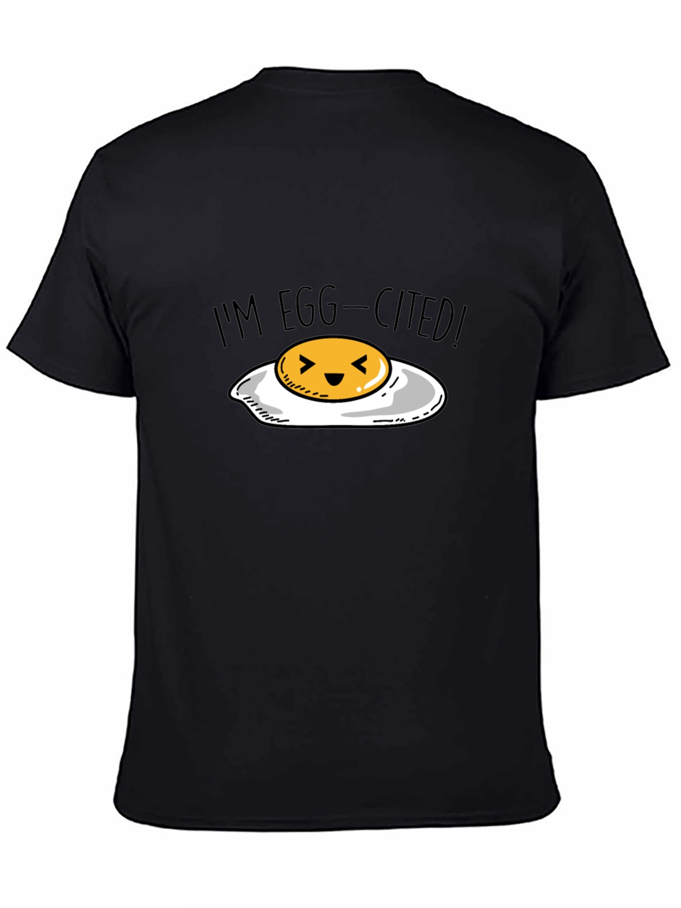 Black Egg-Cited T-Shirt - Funny Egg Pun Tee view 4
