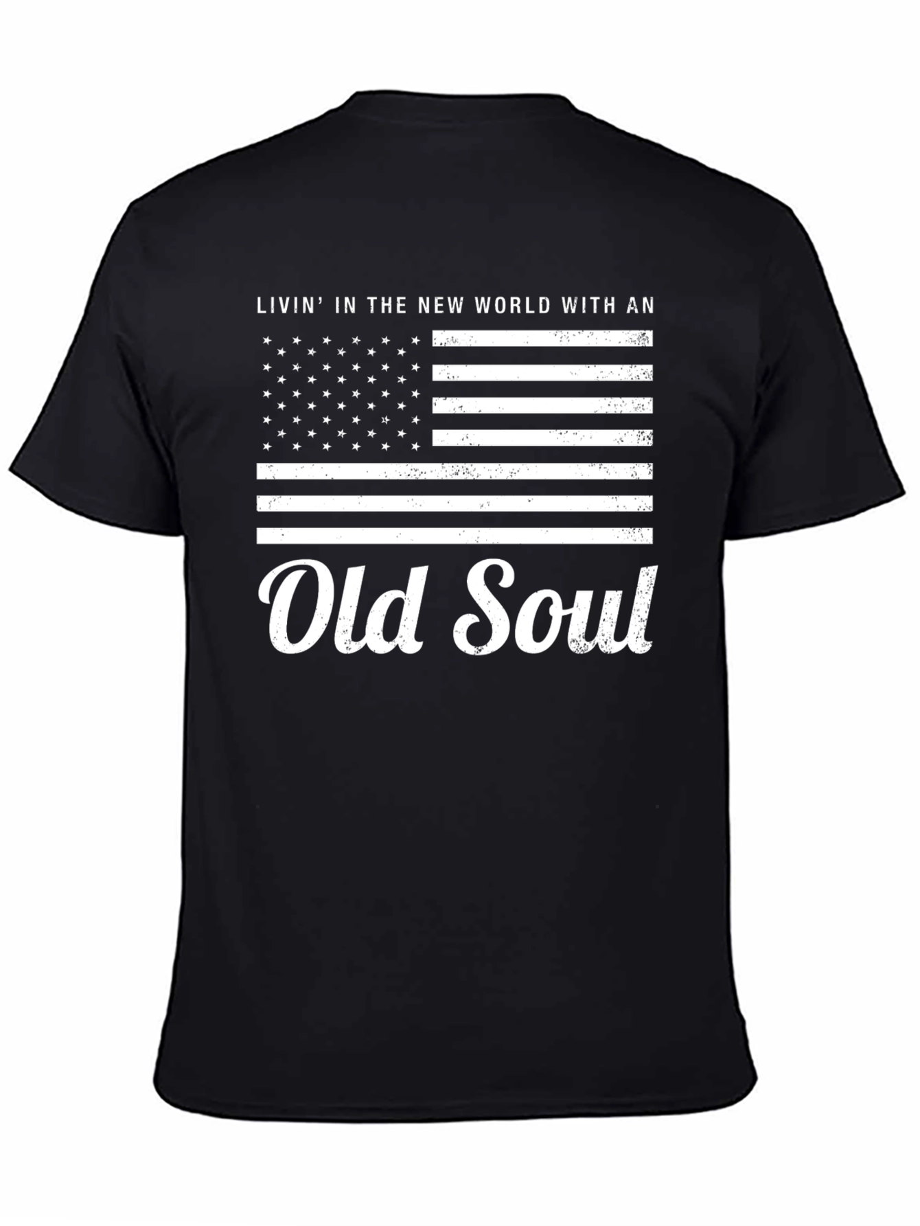 Black Old Soul American Flag Graphic Tee view 4