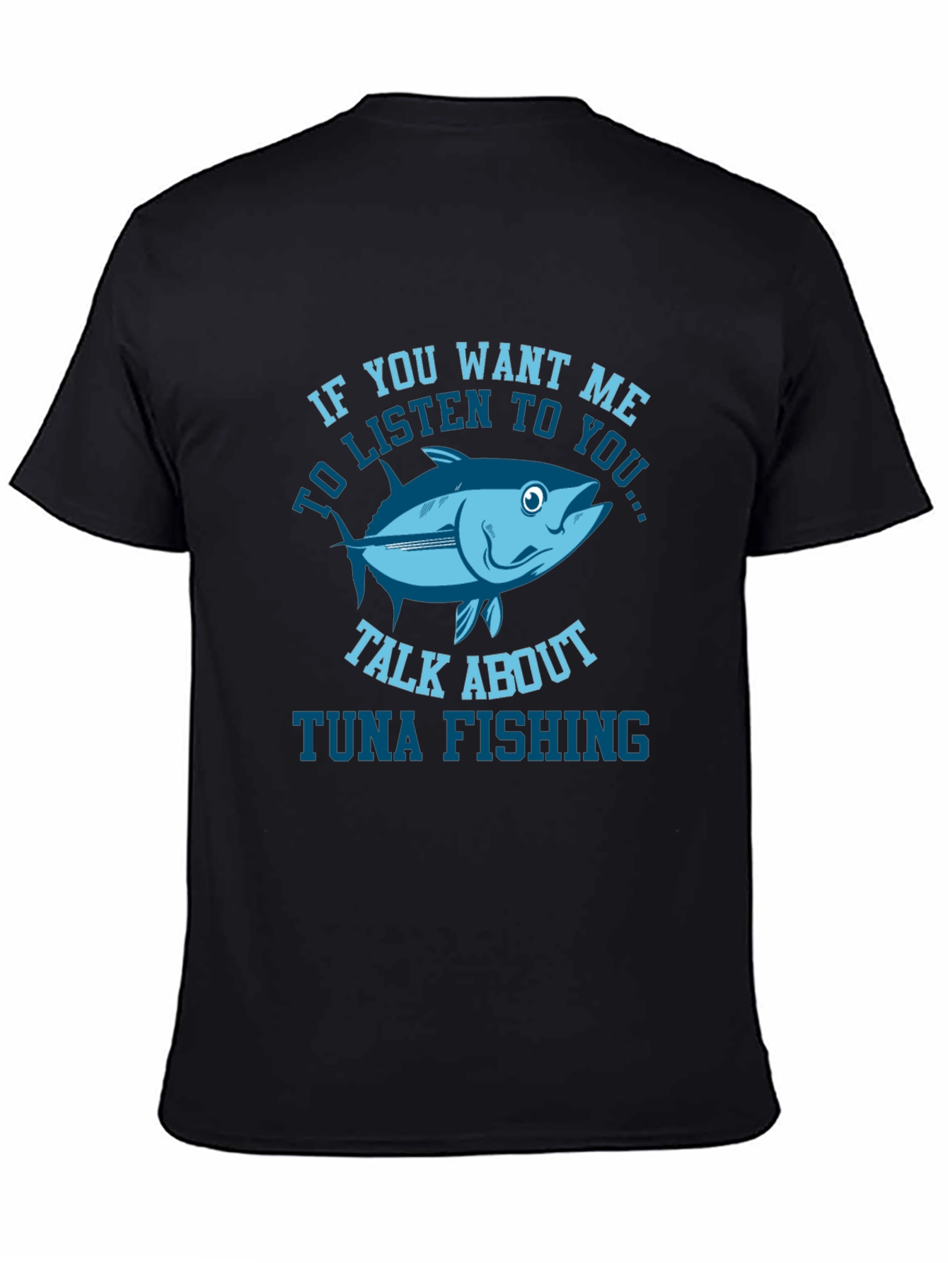 Black Funny Tuna Fishing T-Shirt view 4